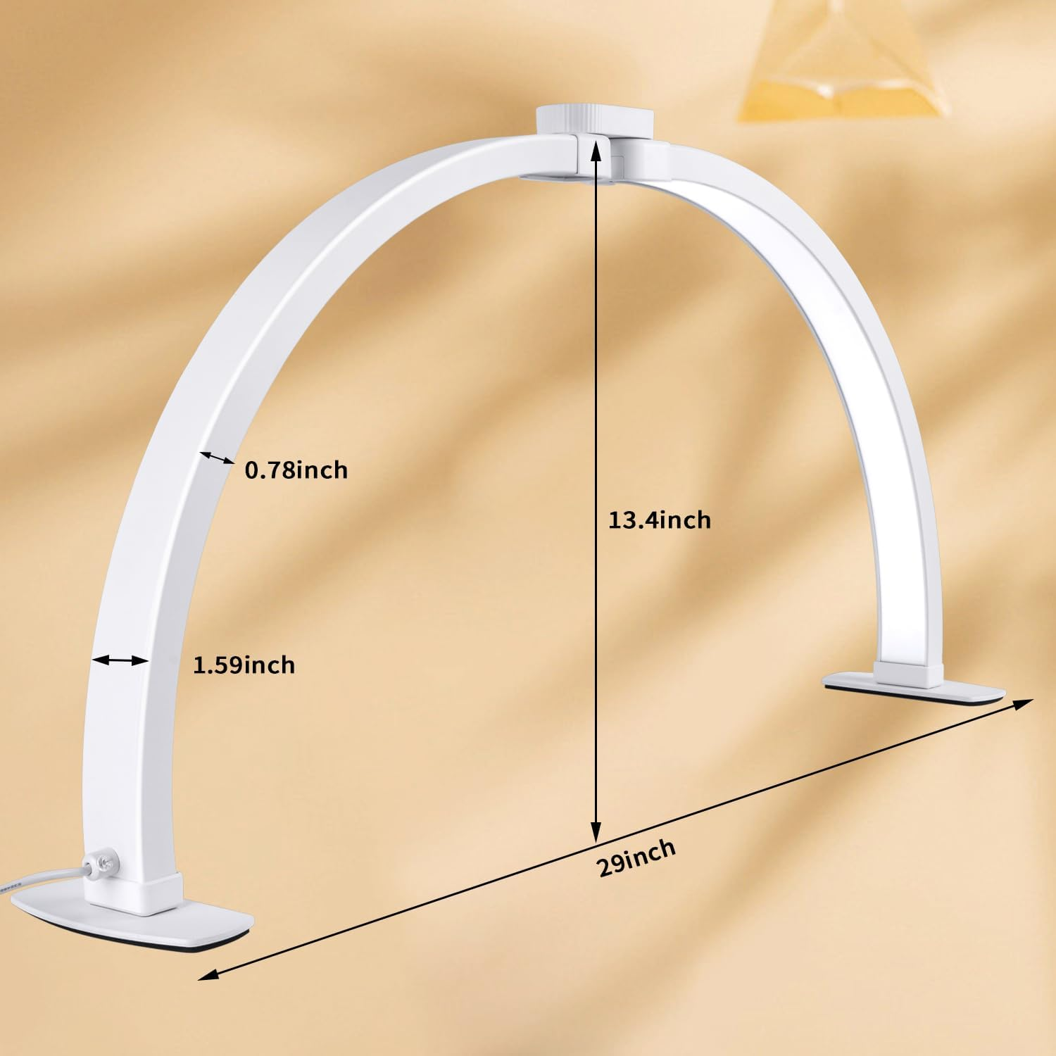 Half Moon Light for Nail Desk,29In Half Moon Lamp with Phone Holder,3000-6000K Half Moon Lamp Perfect LED Machine Light,Nail Light,Lash Light for Table (White)