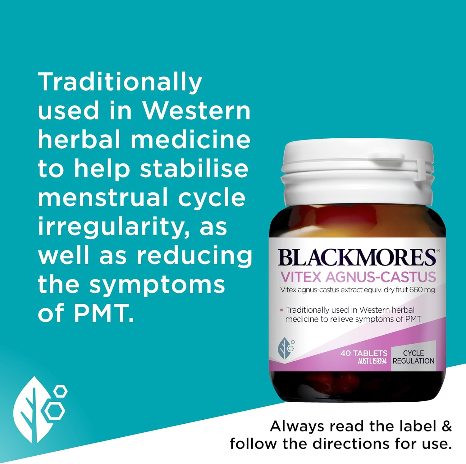Blackmores Vitex Agnus Castus | Traditionally Used in Western Herbal Medicine to Relieve PMT Symptoms & Regulate Menstrual Cycles| 40 Tablets image number 5