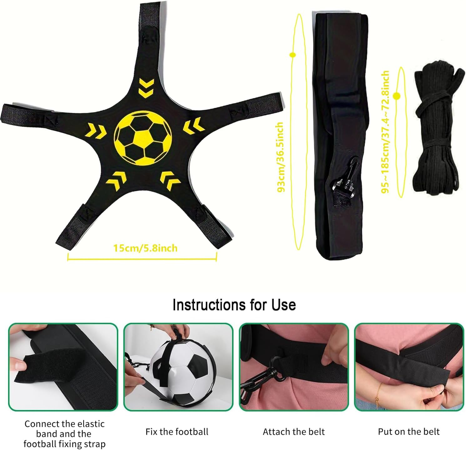 Soccer Training Belt,Soccer/Volleyball/Rugby Trainer,Hands-Free Adjustable Solo Soccer Trainer - Fits Ball Sizes 3, 4, and 5 image number 3