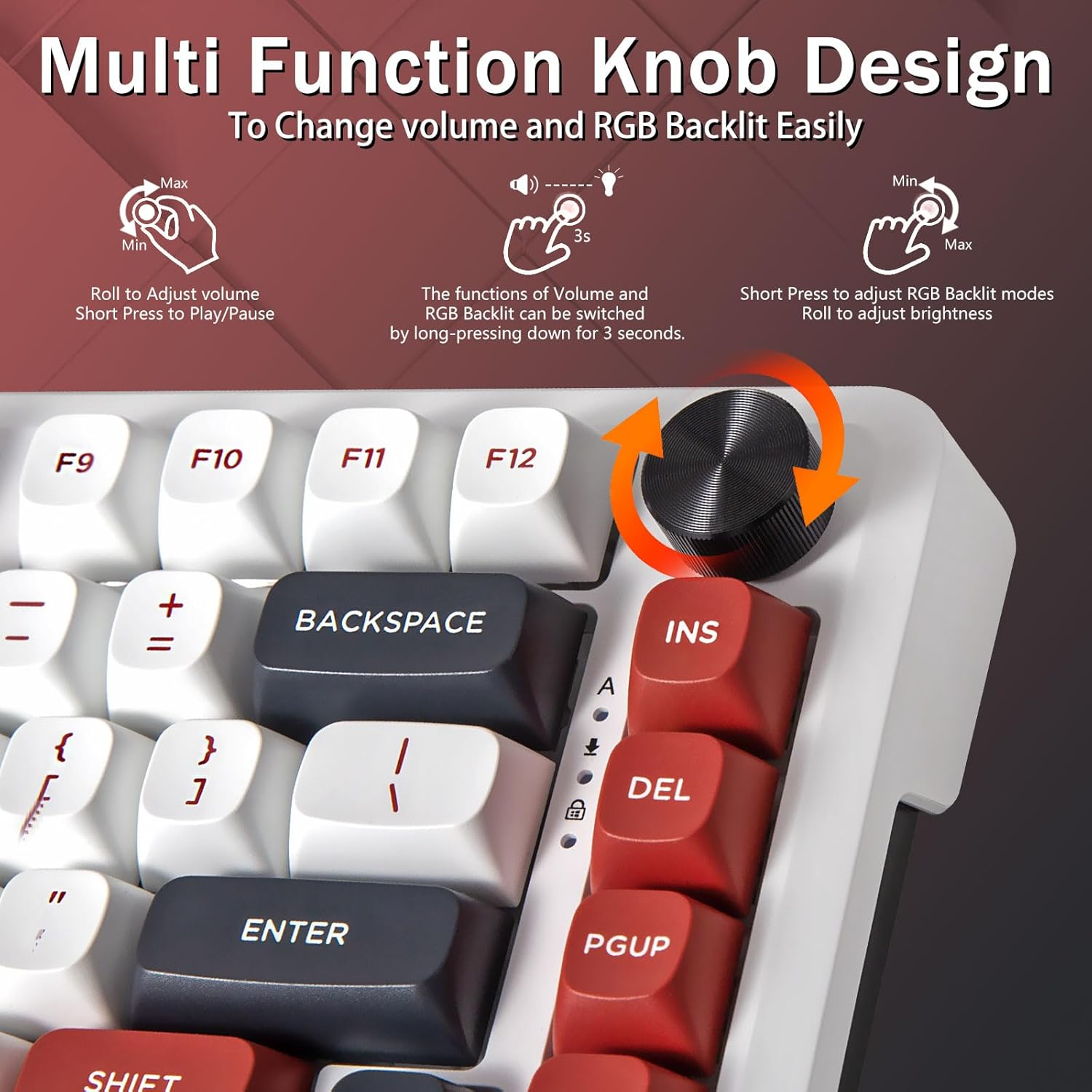 E-Yooso Creamy Mechanical Keyboard Wired, Hot Swappable, Pre-Lubed Linear Switches, Gasket Structure with Sound Dampening Foam, RGB Backlit, 82 Keys Custom Gaming Keyboard for Pc,White image number 3