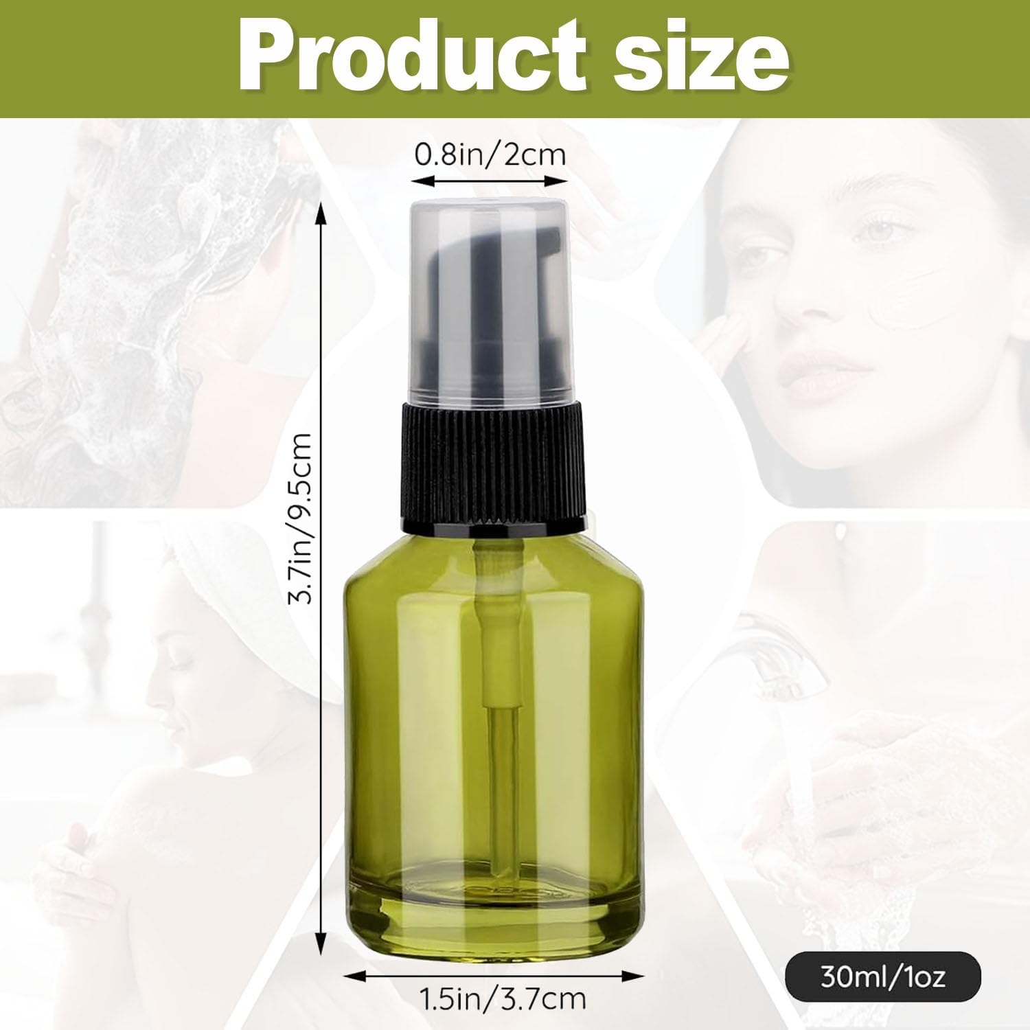 IONPSHG ﻿6 Pcs Glass Pump Bottle 30Ml Green Pump Bottle Dispenser Refillable and Portable Liquid Foundation Container Small Travel Bottles for Liquids a Must-Have for Travelling image number 4