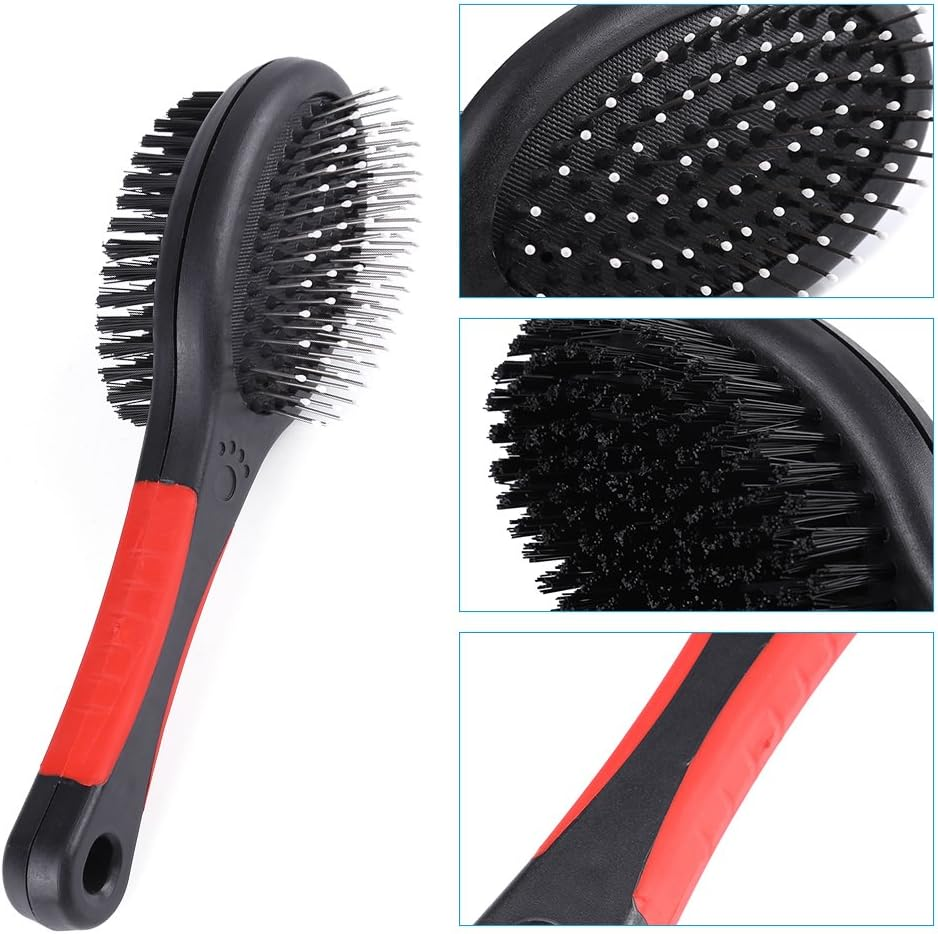 Dog Brush Cat Pet Grooming Comb 2 in 1 Double Sided Pin Cleans for Pets Shedding and Dirt Suitable for Long Medium Thick Short Hair Pet(M) image number 6