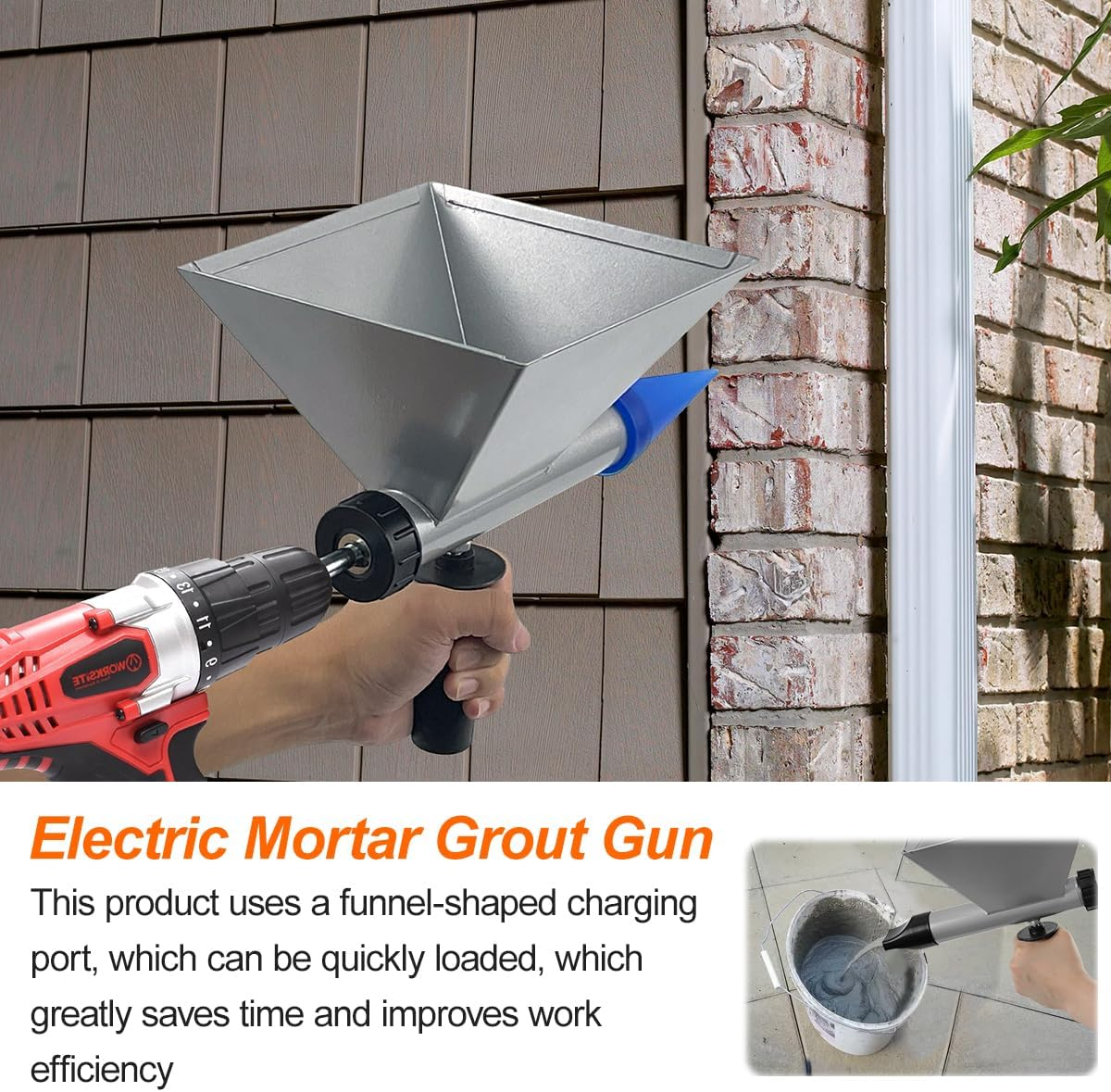 Electric Mortar Grout Gun, Portable Cement Grouting Machine, Reusable Cordless Caulking Applicator Finishing Tool with 8 Nozzles (Without Electric Drill) (1) (Xa017A) image number 3