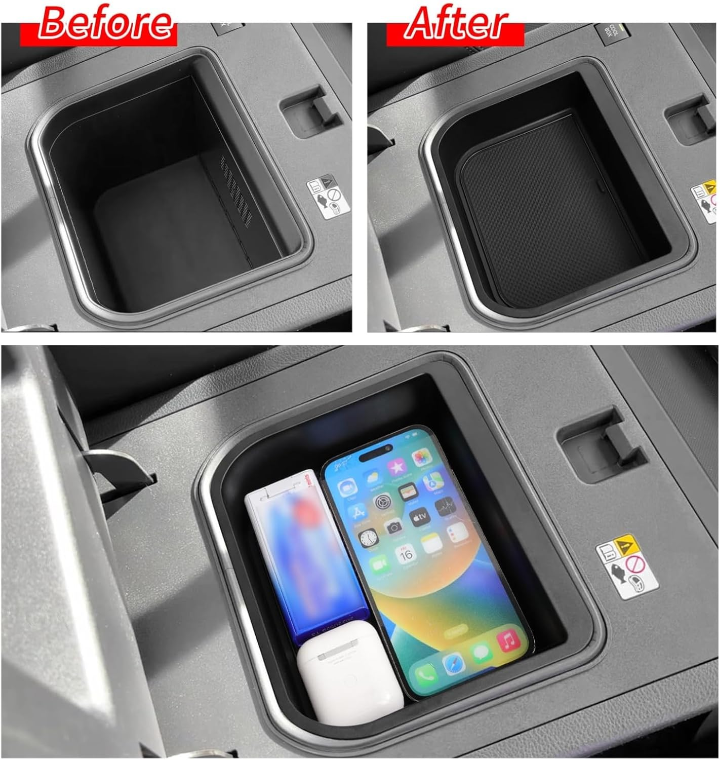 Center Console Organizer for Toyota Land Cruiser 250 Prado J250 LC250 2024 2025 Interior Organizer Center Console Holder Tray Armrest Storage Box with Non-Slip Silicone Mats (Only Fit Cool Box) image number 5