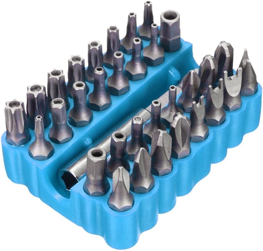 33Pcs Tamper Proof CRV6150 Screwdriver Bit Set with Magnetic Holder for Any Drills Screwdriver Nutdrivers Bits Hand Tools with Storage Case