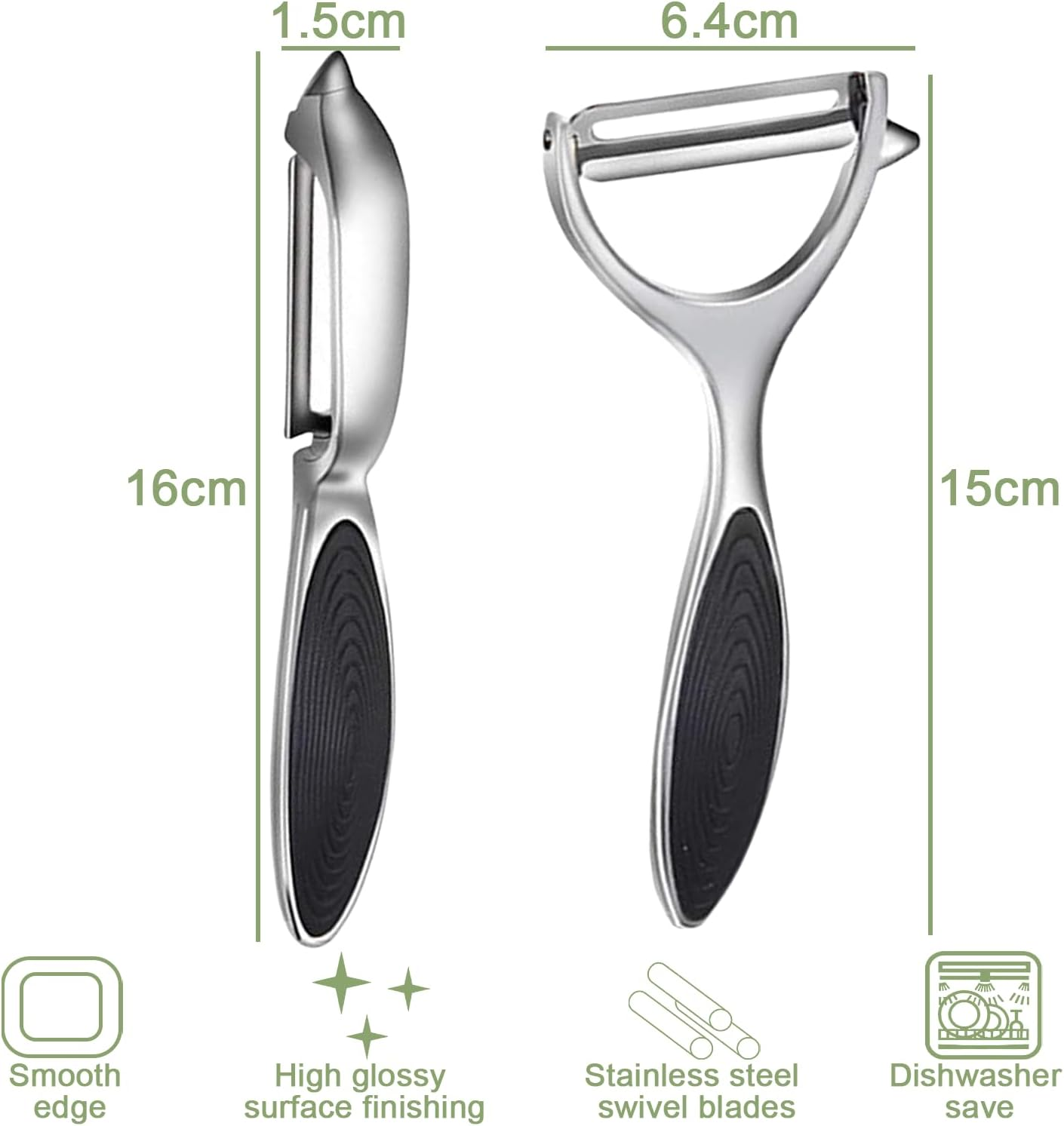 2Pcs Vegetable Peeler, Y & I Shape Swivel Blades Julienne Peeler, Potato Peeler, Stainless Steel Multi - Function Set for Kitchen and Household Use image number 2