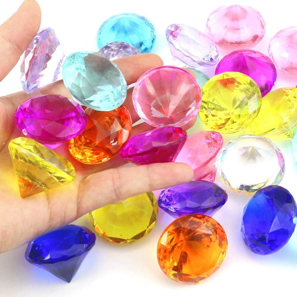 Kangruizhe 100 PCS Acrylic Crystal 20Mm round Diamond Crystals Treasure, Chest Hunt Party,Vase Fillers, Event, Wedding, Birthday Decoration Favor. (100Pcs) image number 3