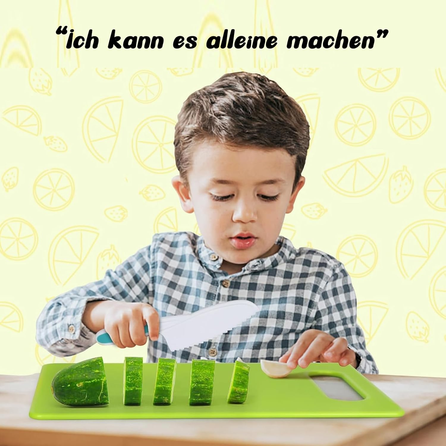 28 PCS Kids Safe Knives Set: Toddler Knife Set for Real Cooking, Kids' Cooking Kits Kitchen Tool Toy for 2-10 Boy Girl Birthday Gift - White Green-4Pcs image number 4