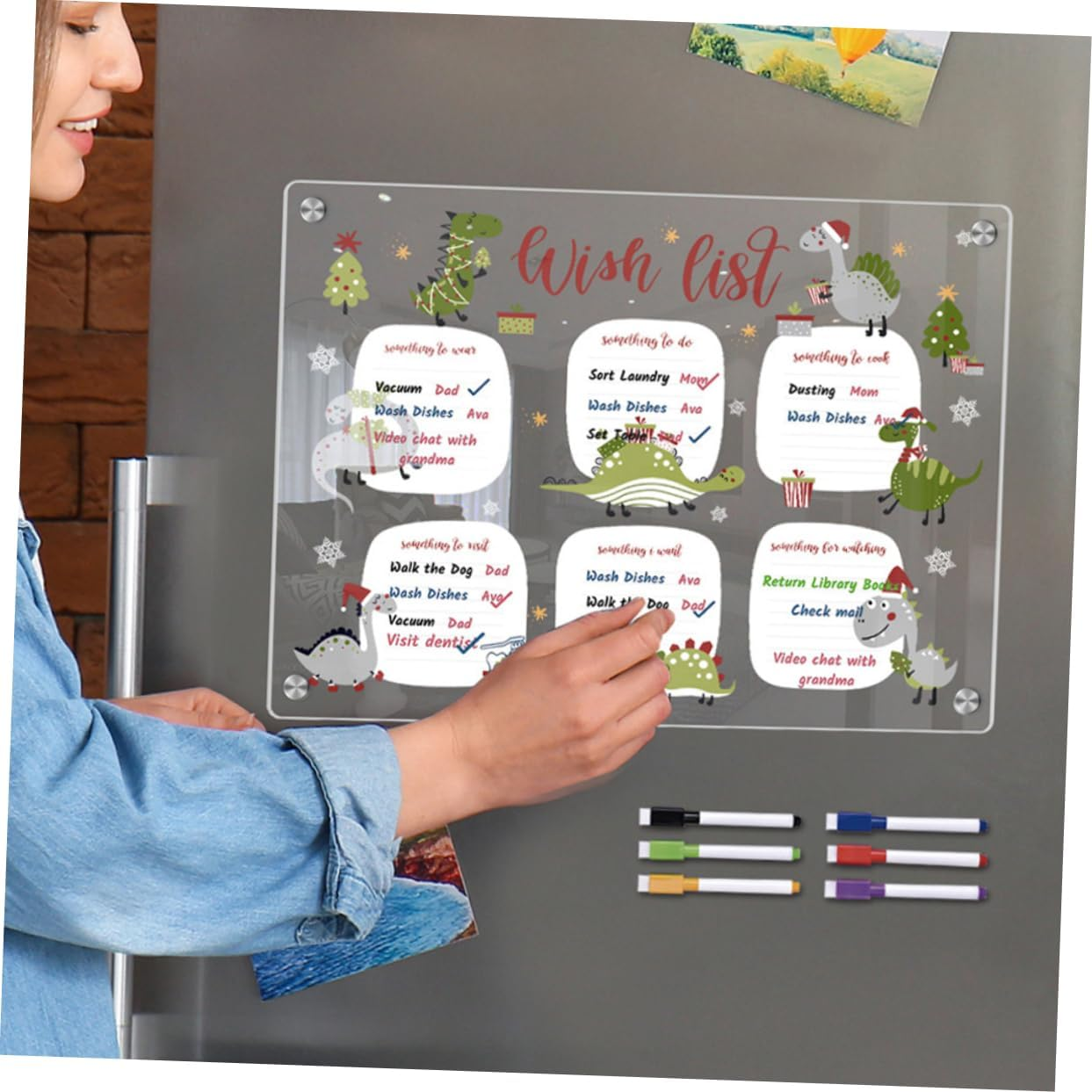 VILLFUL Magnetic Note Board Acrylic Dry Erase Board Strong Magnets Refrigerator Writing Planning image number 3
