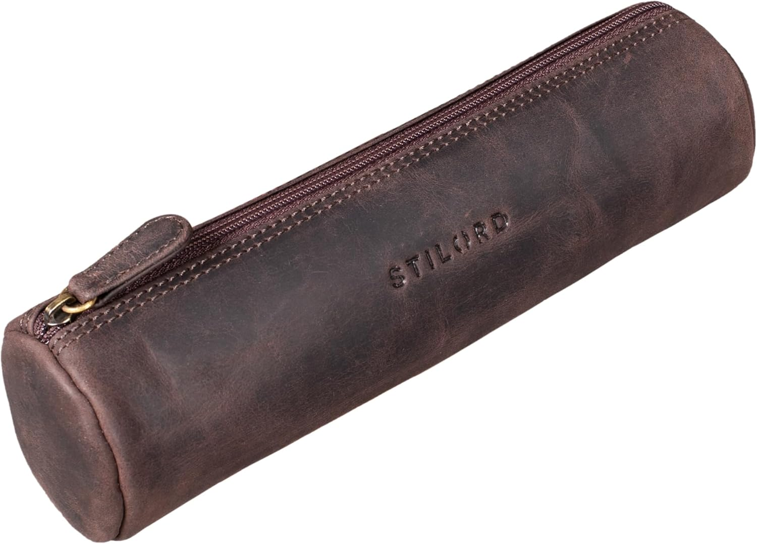 STILORD 'Miller' Pencil Case Leather round Vintage Pencil Case Roll Leather Case Vintage Pen Roll Pencil Case Pencil Case Real Leather