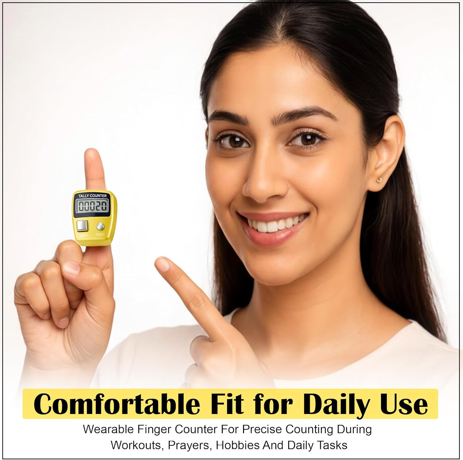 GLUN&reg; Multiuse Finger Counter Portable Hand Finger Counting Machine Digital Head Electronic Tally Counter Pack of 5 image number 5