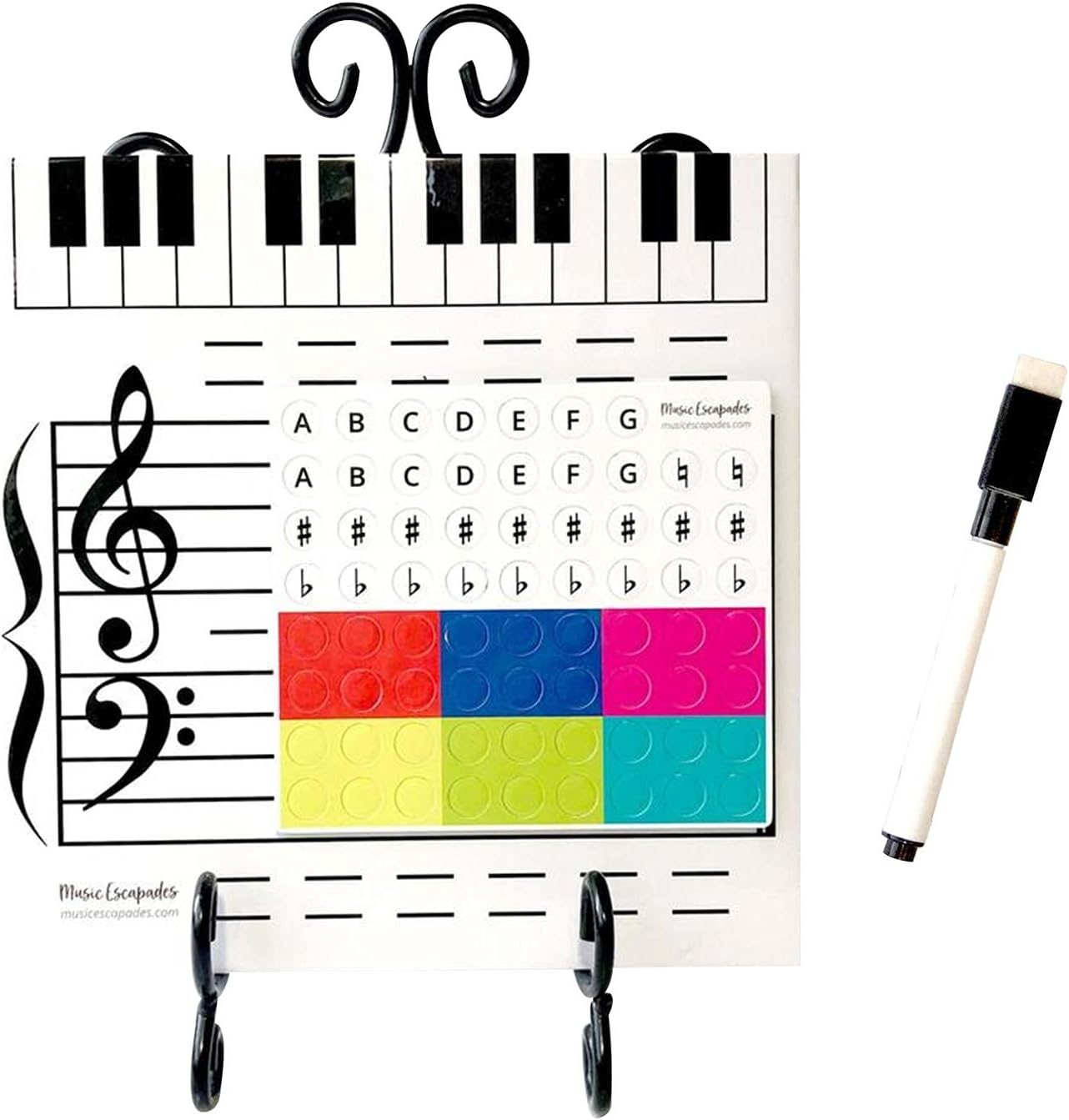Music Staff Whiteboard, Magnetic Dry Music Staff White Boards with Music Notes Stickers and Music Staff Lines, Best Music Lovers, 9.84 X 9.84 Inches image number 3