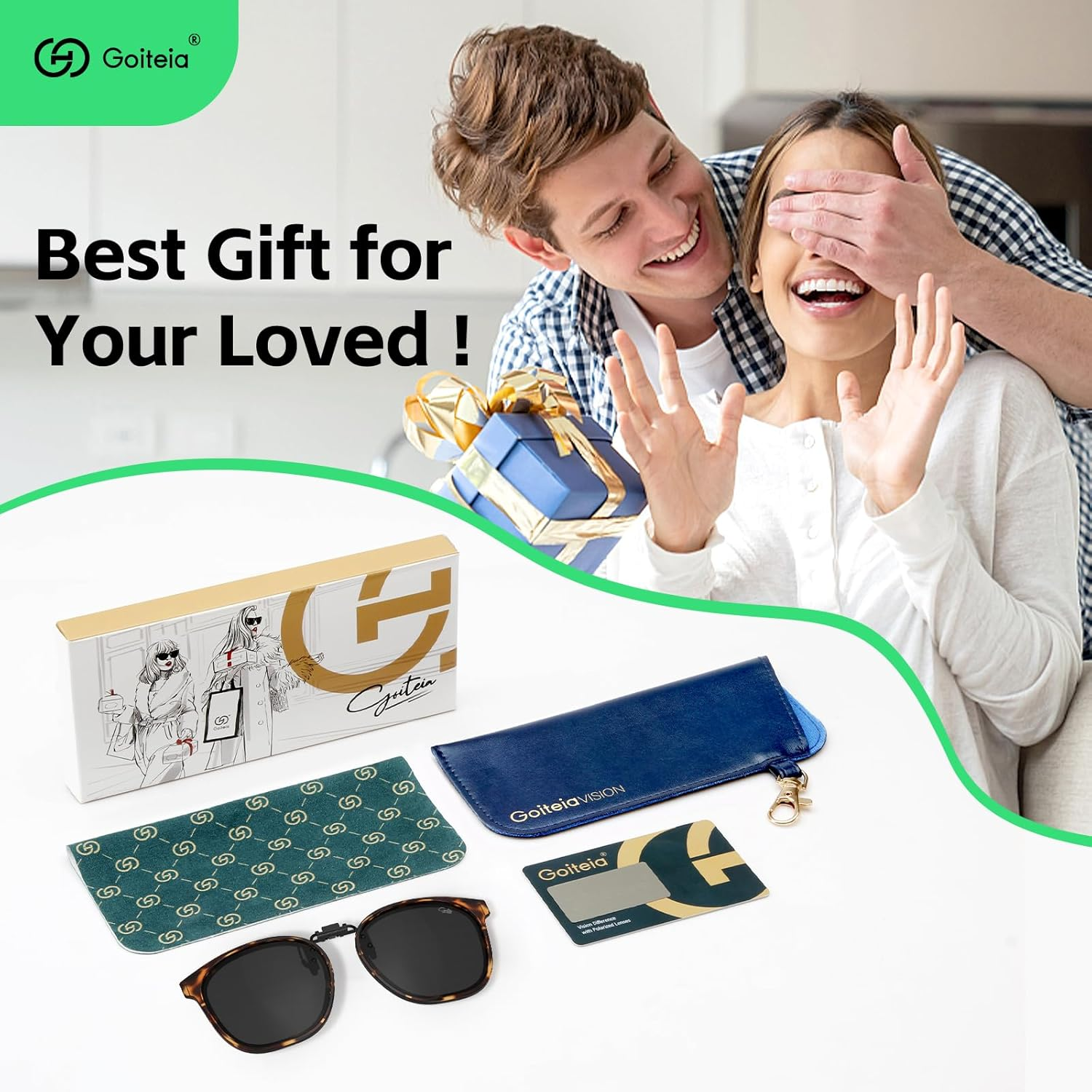 Goiteia Oversized Polarized Clip on Sunglasses over  Glasses for Women Men, Fashion Framed to Conceal Glasses image number 3