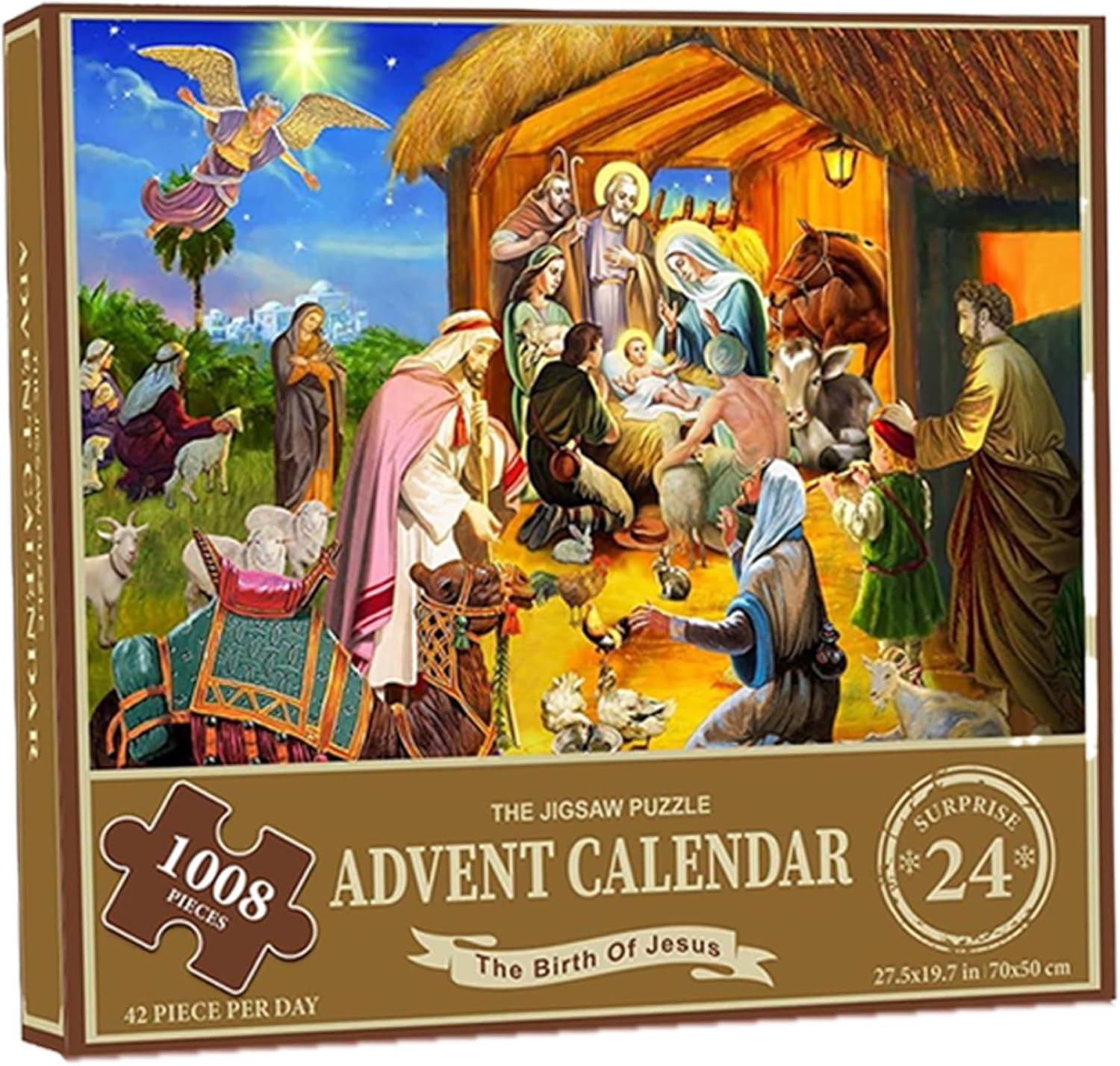 Christmas Advent Calendar 2024, 1008 Pieces Jigsaw Puzzle, 24 Days the Birth of Jesus Christmas Countdown Calendar, Advent Calendar Puzzle for Adult Kids image number 3