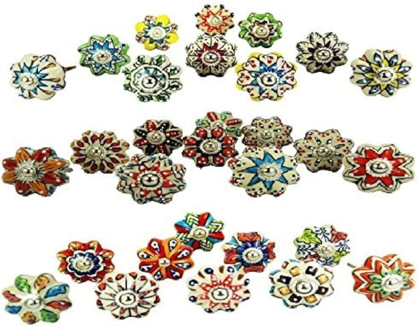 20 X Mix Vintage Look Flower Ceramic Knobs Door Handle Cabinet Drawer Cupboard Pull