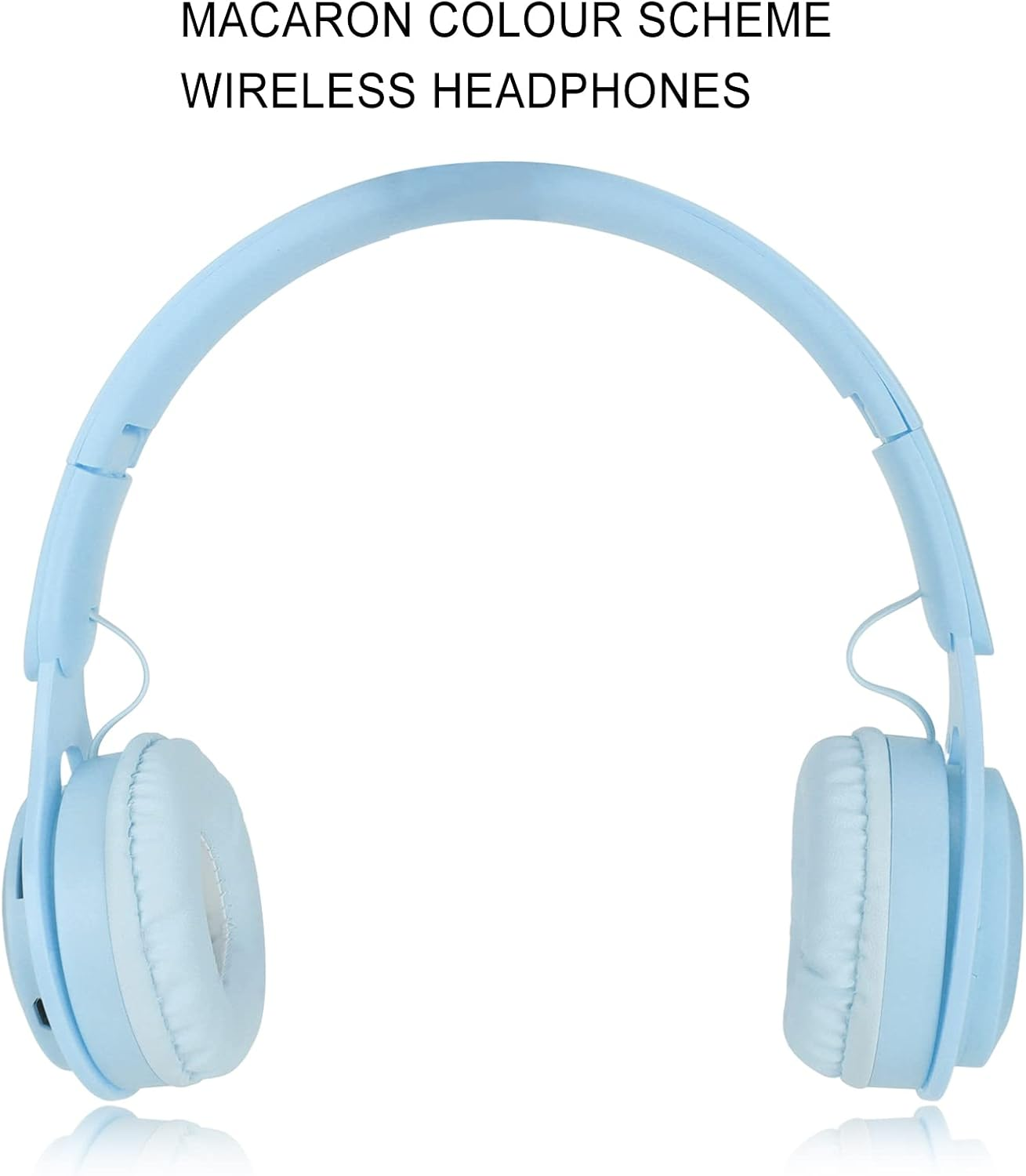 Annadue Wireless Headphones for Kids, Cute over Ear Bluetooth Headset with Deep Bass, Foldable Stereo Headset, Built in Mic, for Kids Girls Boys Adults (Blue) - Blue image number 6