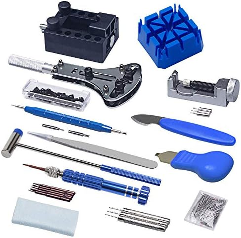 185Pcs Watch Repair Tool Kit, Dabobo Watch Upgraded Version Watches Tools Kits Battery Replacement Watchband Link Remover Adjustment Watch Back Removal Opener Spring Bar Repair with Carrying Case & Manual image number 2