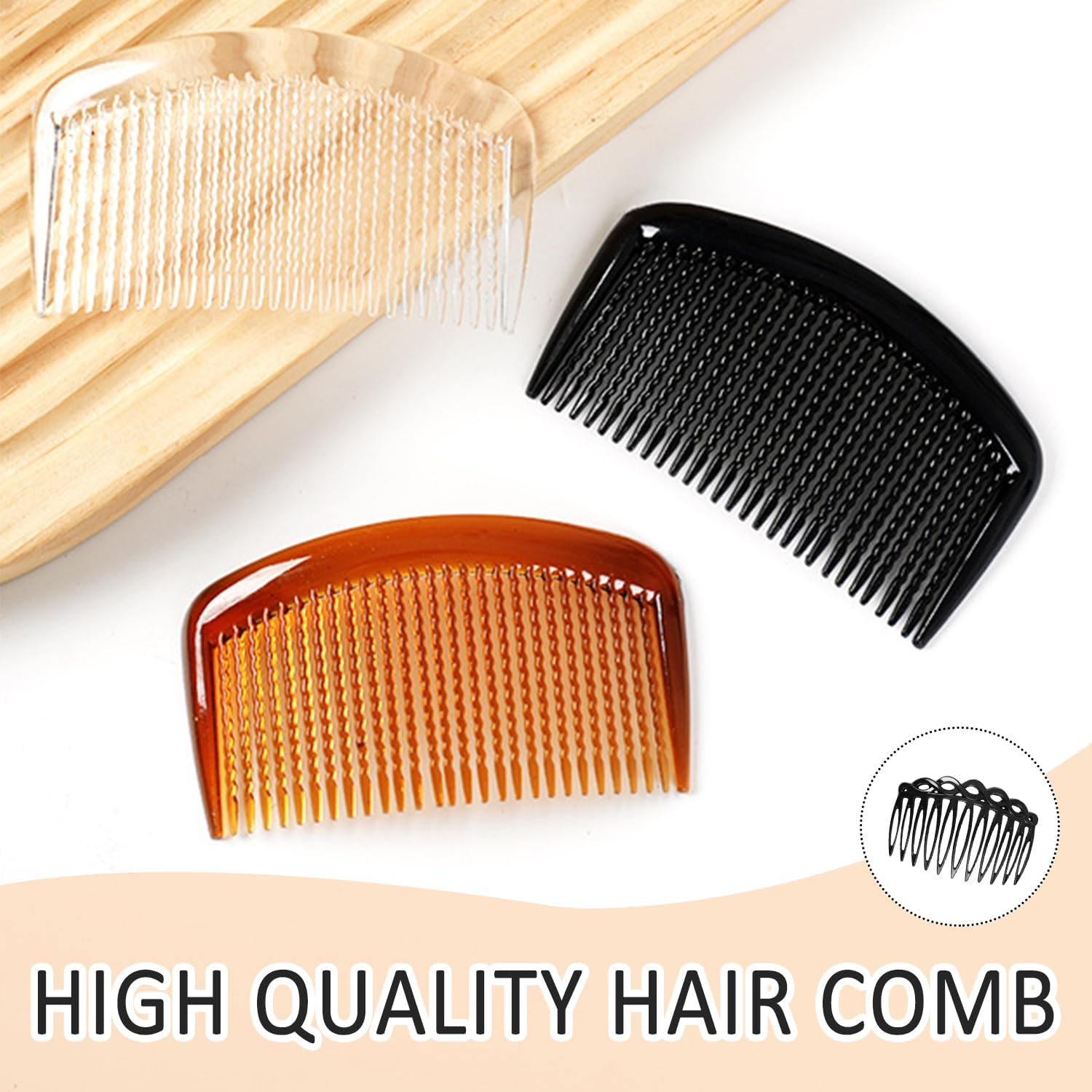SYEYCW Pack of 15 Hair Combs for Clips, French Twist Hair Side Combs, Plastic Decorative Hair Comb Clips, Decorative Headpiece, French Hair Comb, for Women, Girls, 3 Colours image number 2