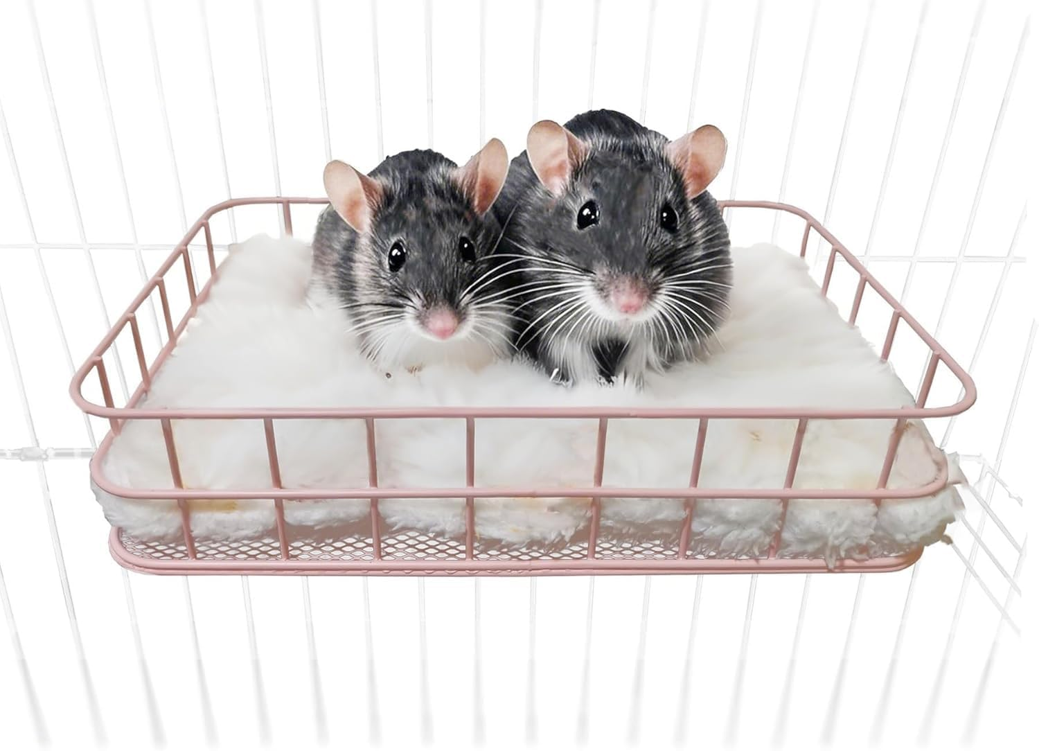 Rat Platform Hanging Ledge Metal Ferret Bed Squirrel Cage Hammock Small Animal Habitat Nest Mat for Hamster, Sugar Glider (Pink, 25 * 16 * 7CM)