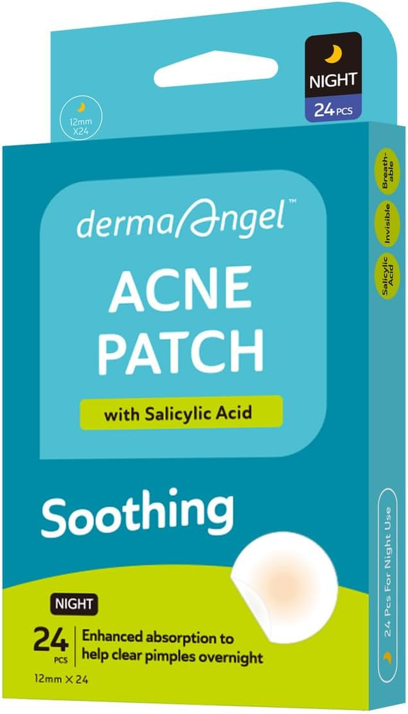 Derma Angel Spot Patch Plus, with Salicylic Acid, Soothing, Night Patches, 24 Pcs, 12Mm X 24 Pcs, Enhanced Absorbtion