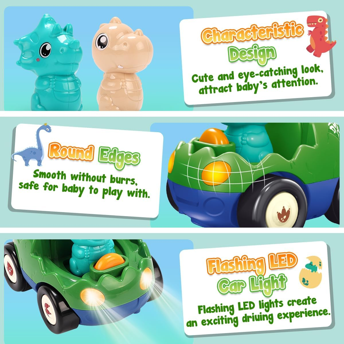 REMOKING Dinosaur Toys for Boys, Remote Control Car for Kids 18 Months+, RC Vehicle with Light & Music,Toddler Toys for Boys Girls Age 1-6 Year Old Birthday Gifts image number 5