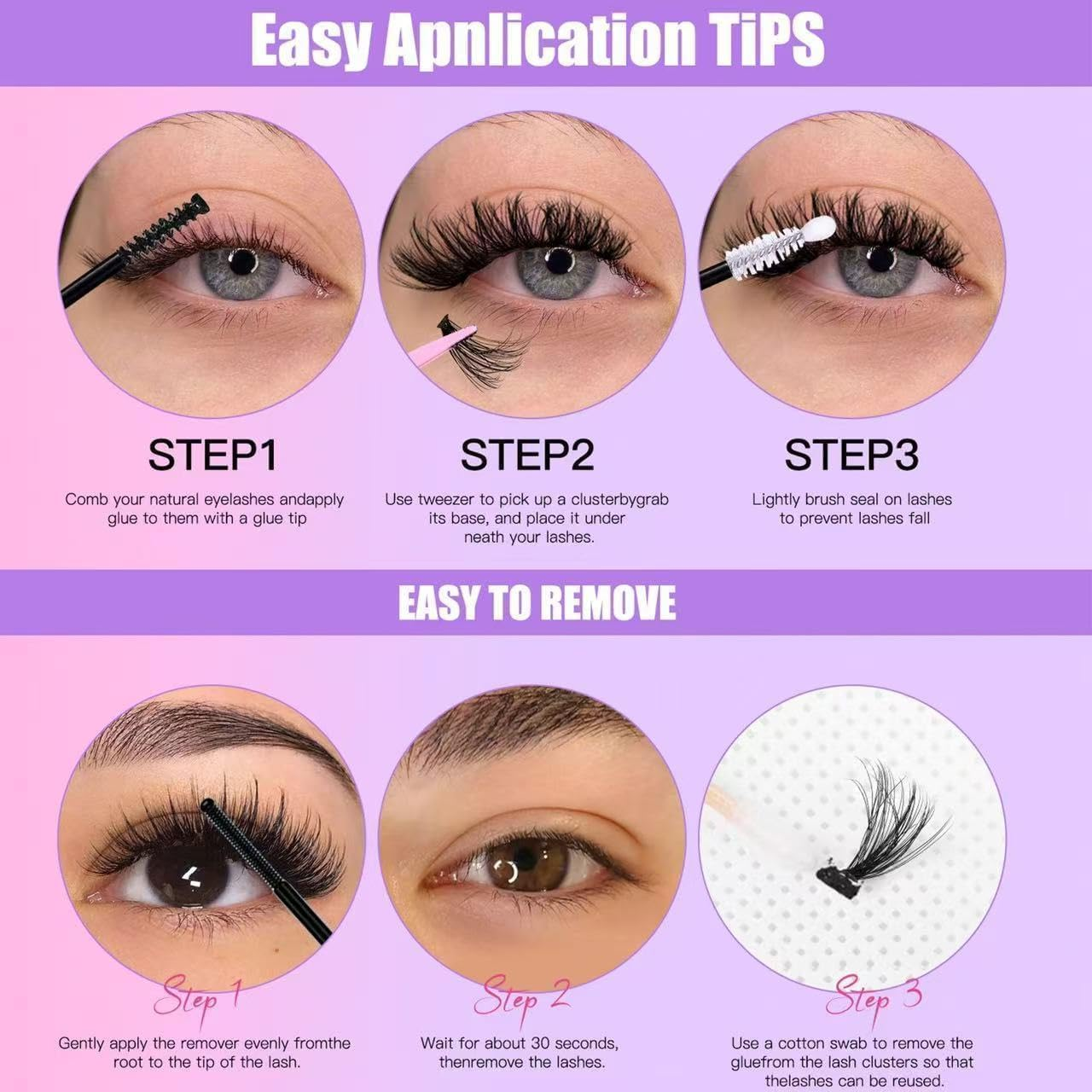 SIISTAS Individual Eyelashes 80D+100D+120D Cluster Lashes DIY Eye Lashes Fluffy Russian Eyelashes Extensions 8-16MM Volume Lash Clusters D Curl Durable Eyelash Clusters for Girls and Women(B07) image number 2