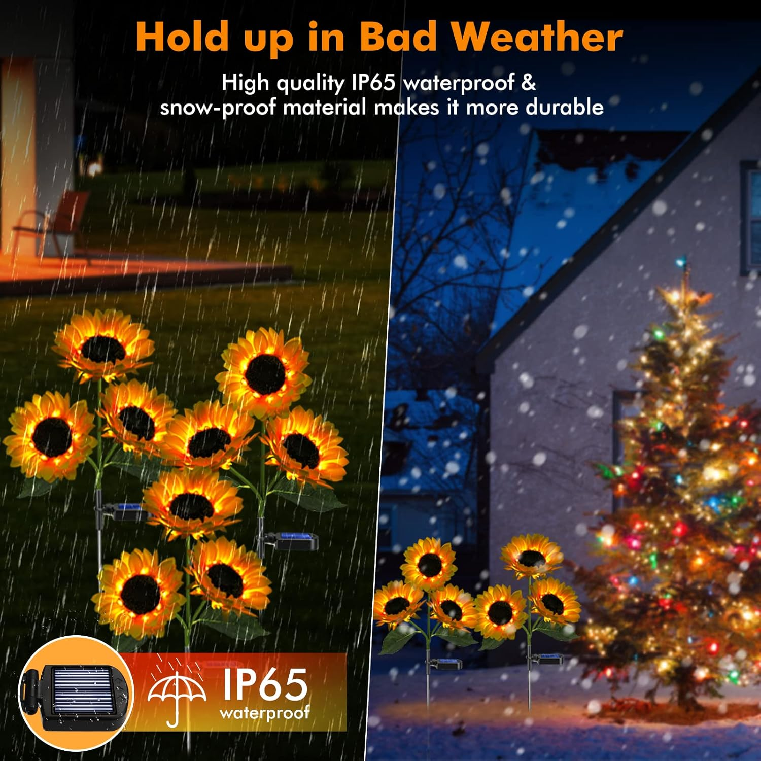 Solar Sunflower Lights, 800Ma Solar Garden Light with Real Looking Flowers Outdoor Waterproof Solar Stake Lights for Back Yard, Flower Bed, Pathway, Patio, Porch, Spring Decoration (2 Pack) image number 1