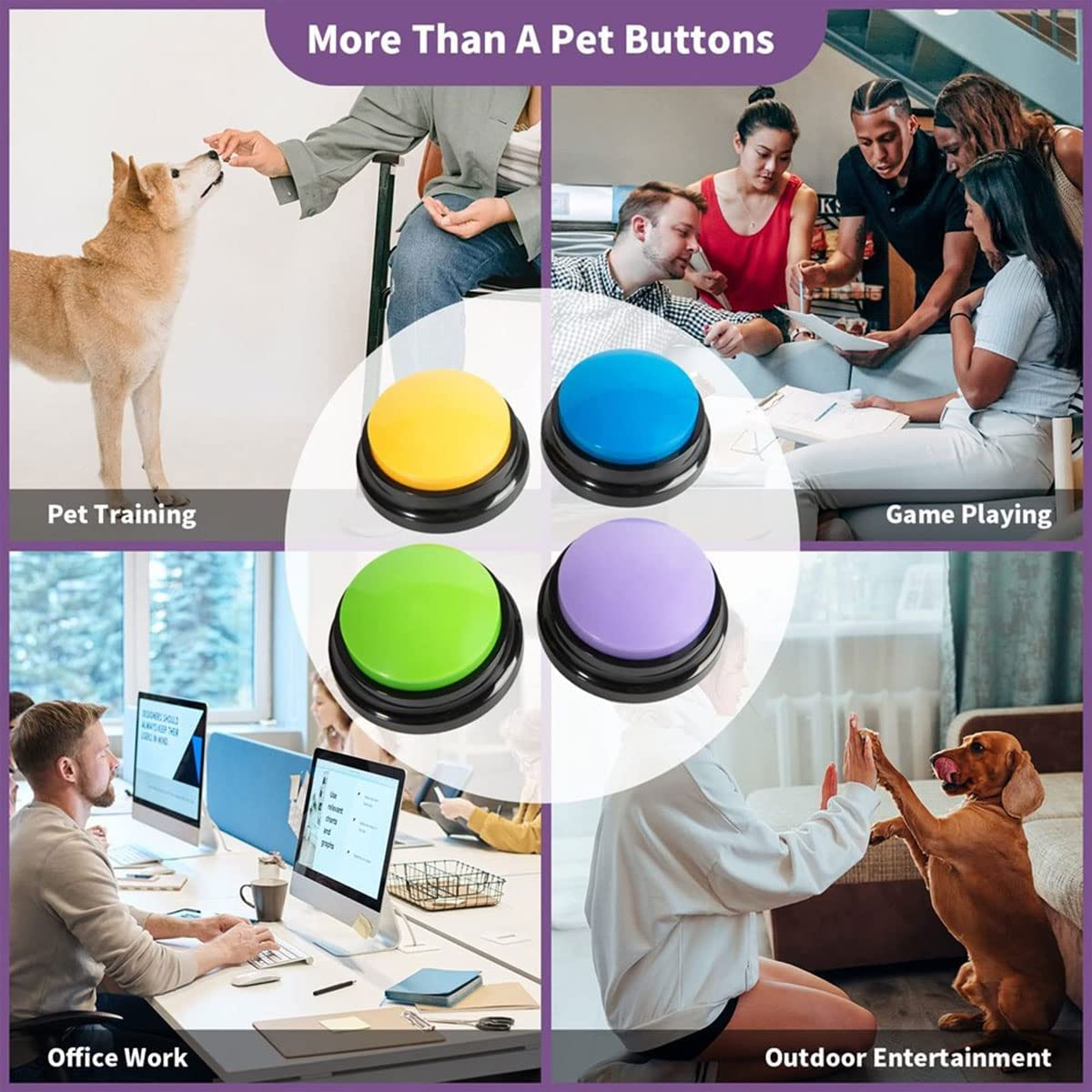 4Pcs Dog Button Pet Communication Button Portable Pet Training Buzzer Battery Operated Small Talking Button image number 3