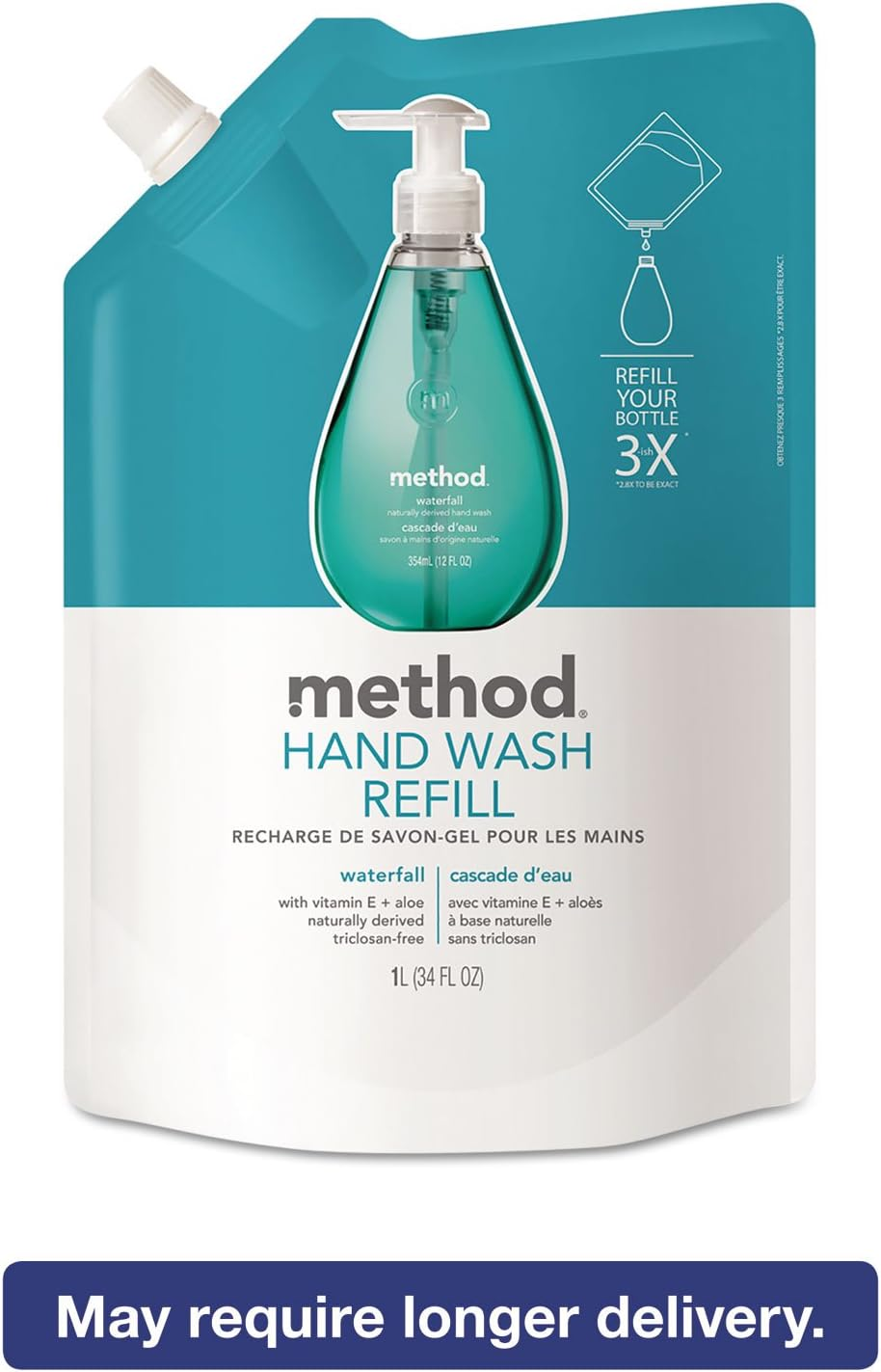 Method Gel Hand Wash Refill Pouch, Waterfall, 1010Ml image number 1