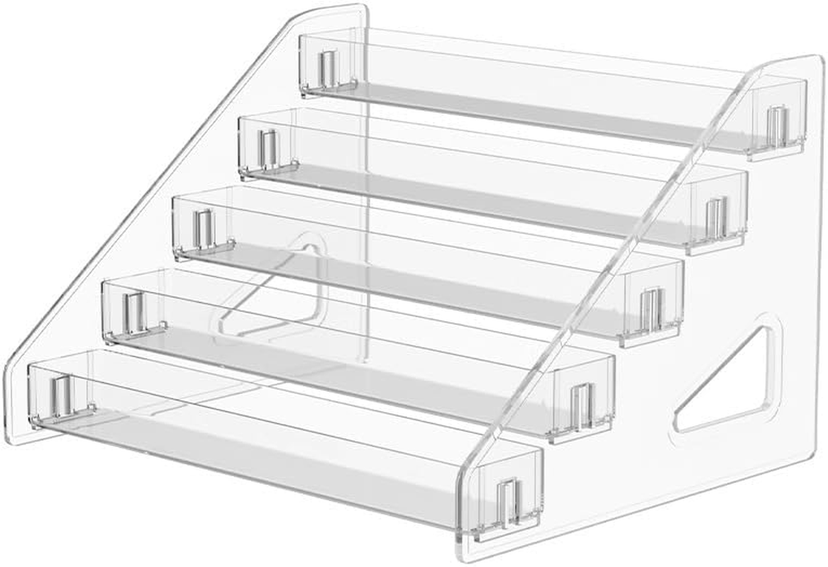 5 Tier Clear Acrylic Trapezoidal Display Stand,31*21*13Cm Steps Dessert Table Stands, Acrylic Display Shelf for Dessert,Cupcake,Makeup,Perfume,Nail Polish,Condiment