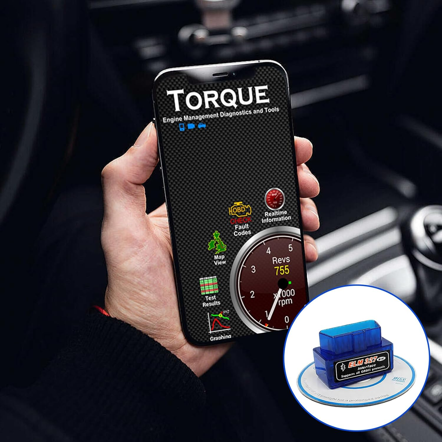 OBD2 Scanner,Obd Scanner, Elm327 Code Reader Bluetooth Scan Tool,Wireless Obdcar Code Reader,For Ios, Iphone, Ipad and Android image number 3