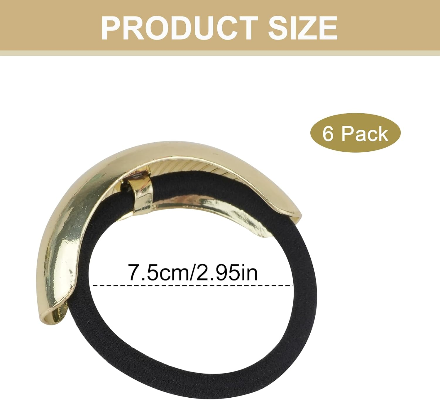 JINGIHE Pack of 6 Metal Hair Scrunchies, Gold Hair Accessories, Women Hair Ties, Ponytail Hair Rings Braid Scrunchie Hair Cuff for Women Girls Women Hair Accessories image number 2