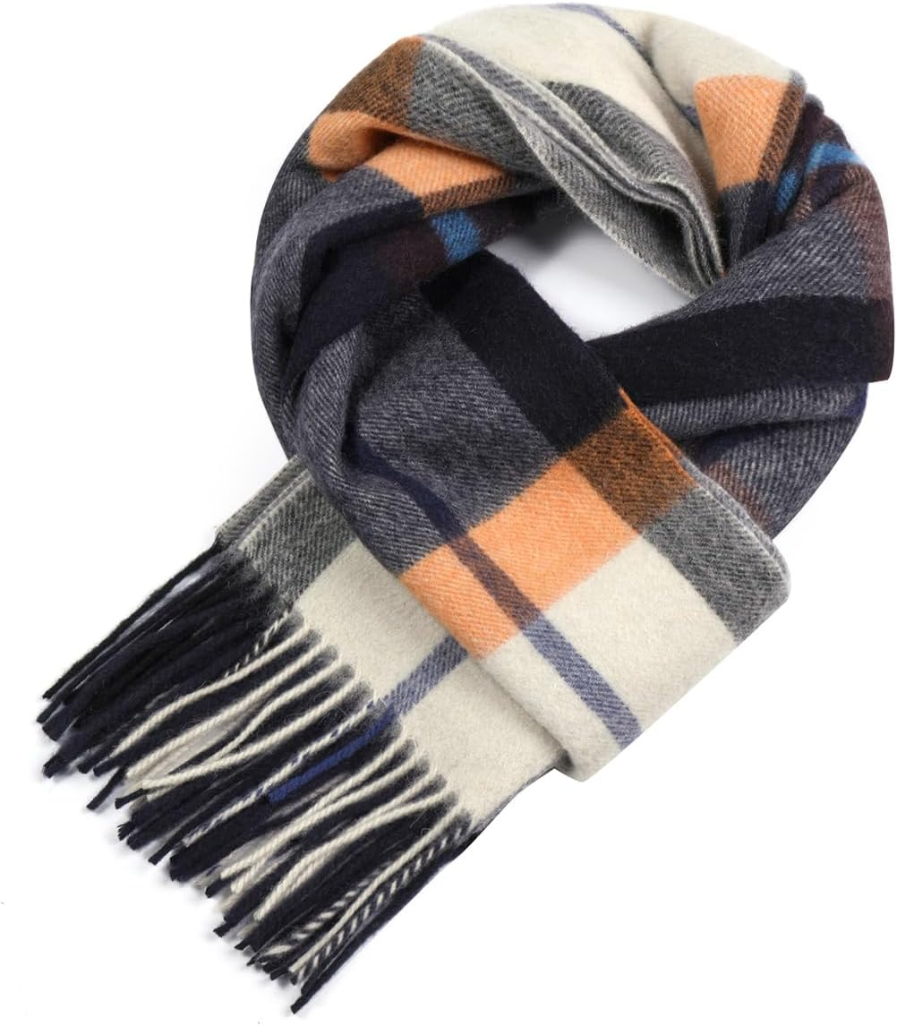 WAMSOFT Wool Winter Scarf Plaid Scarf Soft Warm Tartan Checkered Striped Fashion Scarf Classic for Women Men Scarves