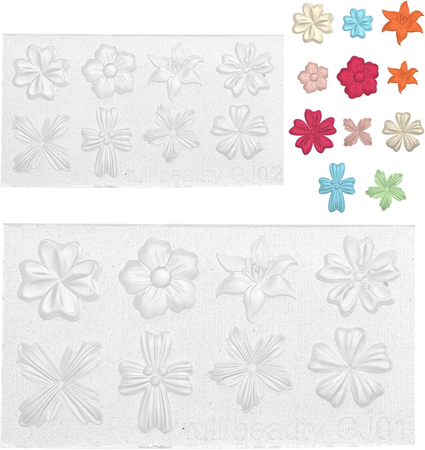Lasuroa 2Pcs 3D Flower Silicone Nail Molds, Transparent Nail Charm Molds Flower Templates for Resin Epoxy Manicure Decor Accessories image number 2