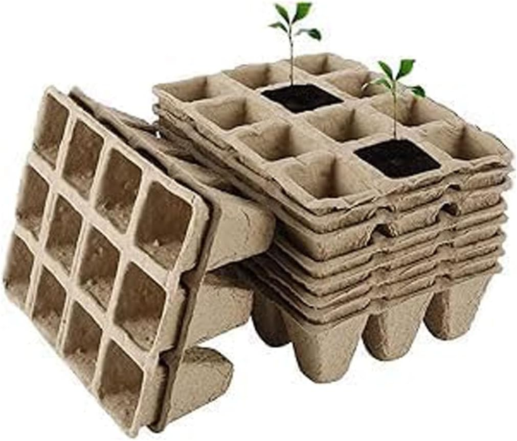 20 Pack Biodegradable Peat Pots 240 Cells Seedling Starter Tray Seed Starting Trays Labels for Tomato Vegetable Flower image number 3