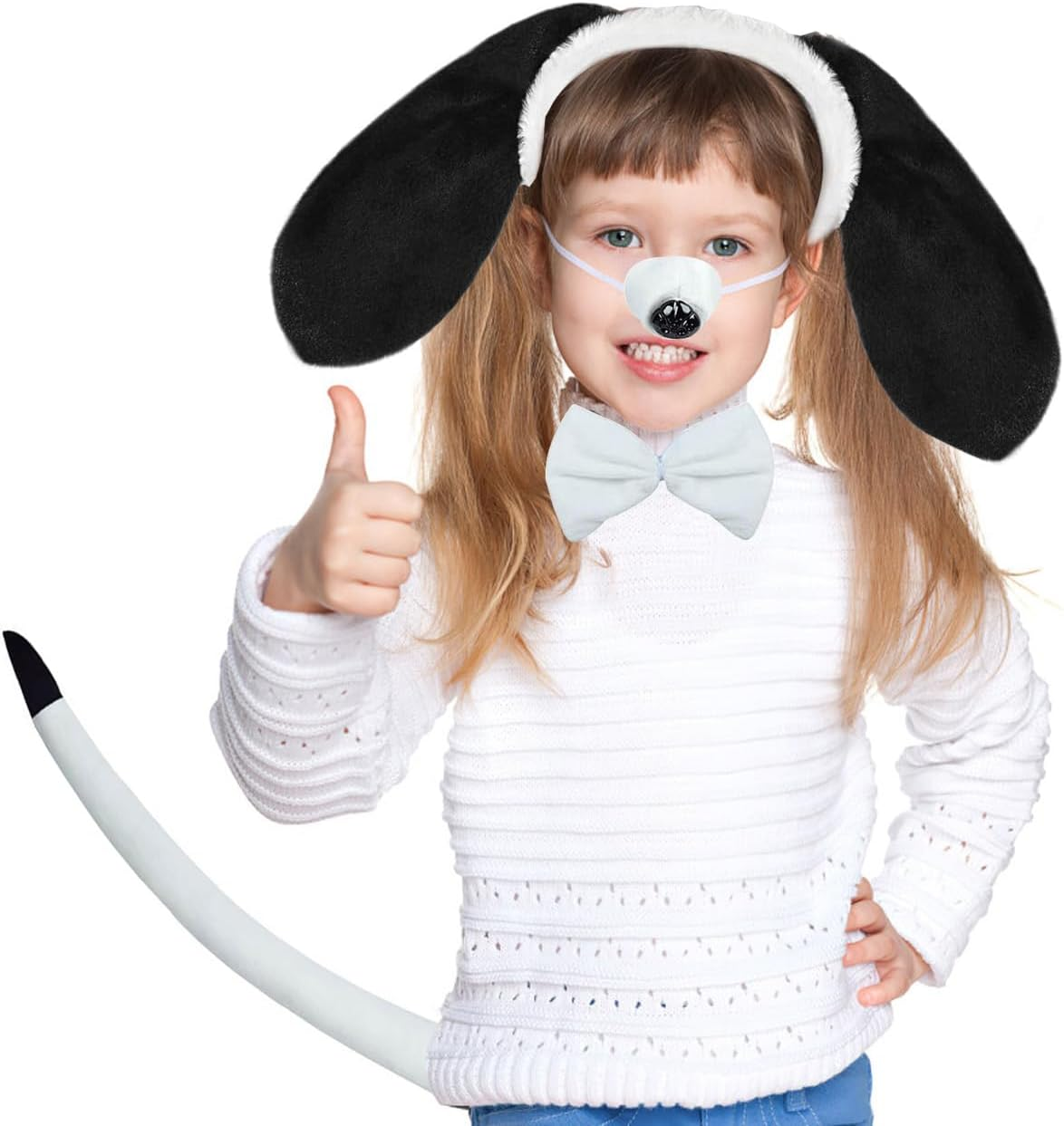 5PCS Puppy Dog Costume Set Puppy Dog Ears Headband Nose Tail Bowtie Paw for Halloween Cosplay Costume Accessories