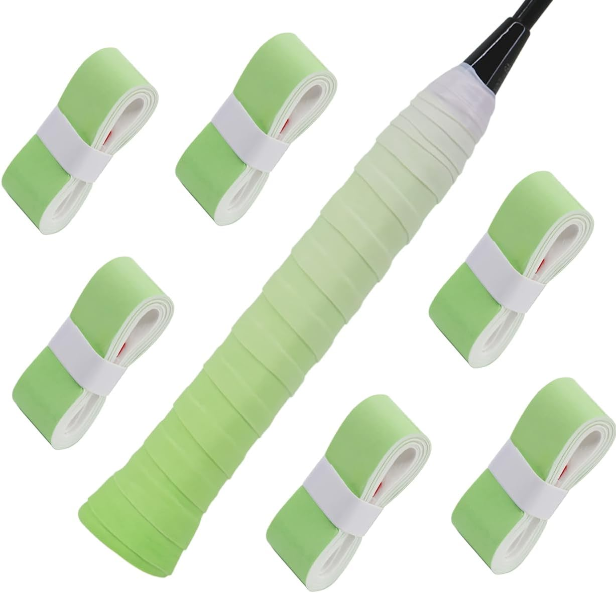 Tennis Racket Grip Tape [6 Pack], Gradient Color Non-Slip Grip Tape for Badminton Tennis Rackets, Precut/Soft Feel/Anti-Peeling/Long Lasting Racket Tape for Tennis