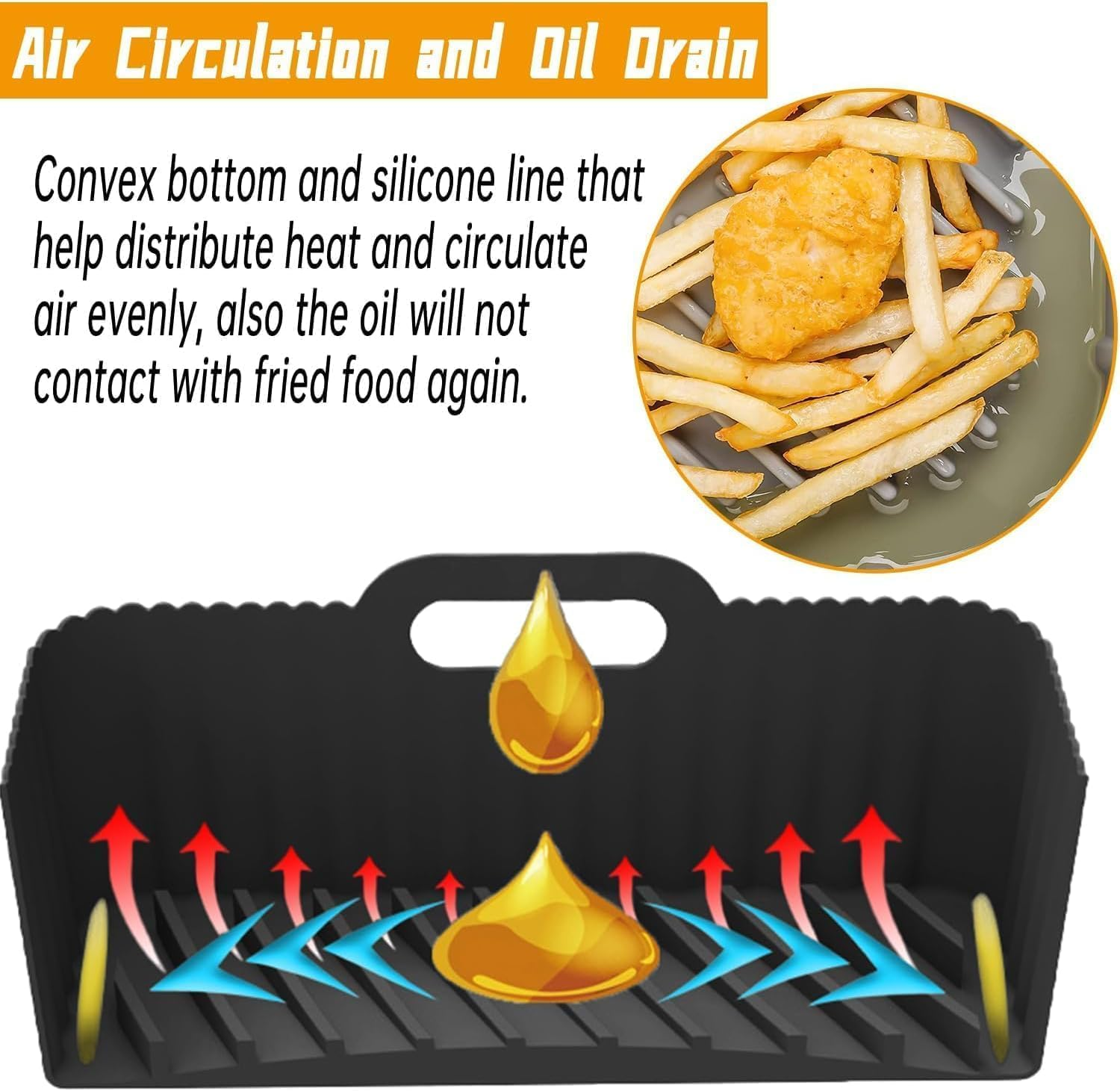 3-Pack Silicone Liners for Ninja Flexi Drawer Air Fryer, Reusable Liners for 1X10.4L+2X5.2L, Silicone Inserts for AF500UK and Ninja Foodi Max XXXL Dual Zone image number 6