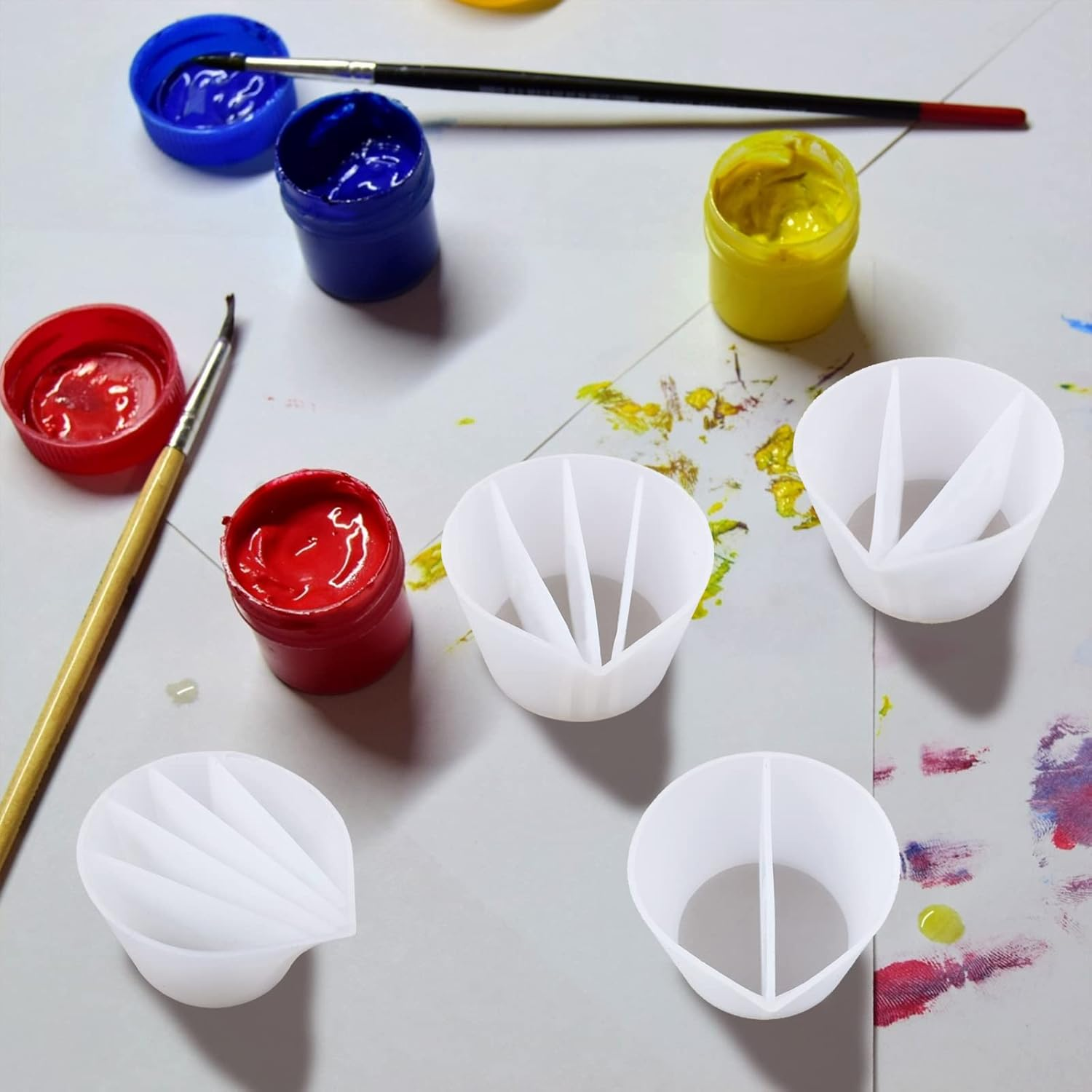 Split Cup for Paint Pouring Fluid Art Silicone Split Cup Resin Pouring Painting Tools DIY Making Drawing Accessories Reusable Split Cup with Dividers (2 Channels)