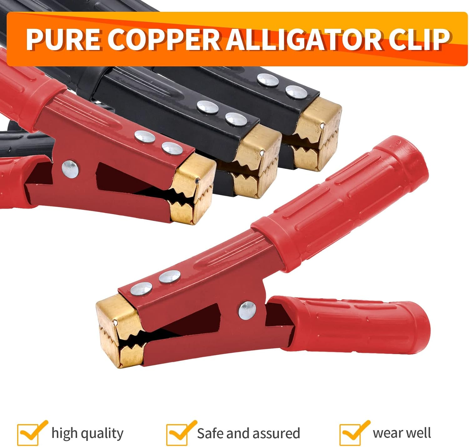 Saihisday 1000A Battery Jumper Cable Clamps, Heavy Duty Car Battery Clamps Pure Copper, Battery Alligator Clamps for Jump Starter Cables 4PCS image number 5