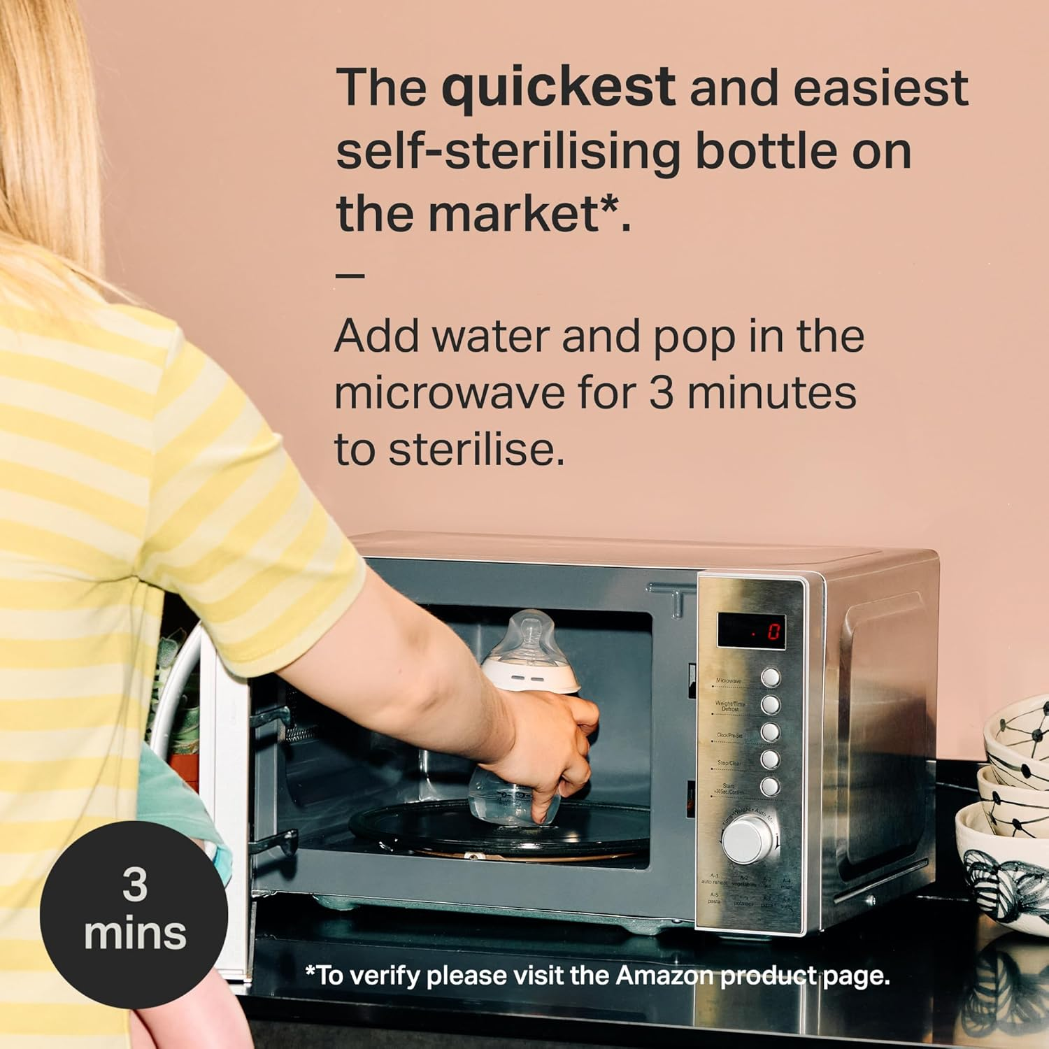 Tommee Tippee Baby Bottles, Natural Start Glass Anti-Colic Baby Bottle with Slow Flow Breast-Like Teat, 150Ml, 0M+, Self-Sterilising, Baby Feeding Essentials, Pack of 1 image number 5