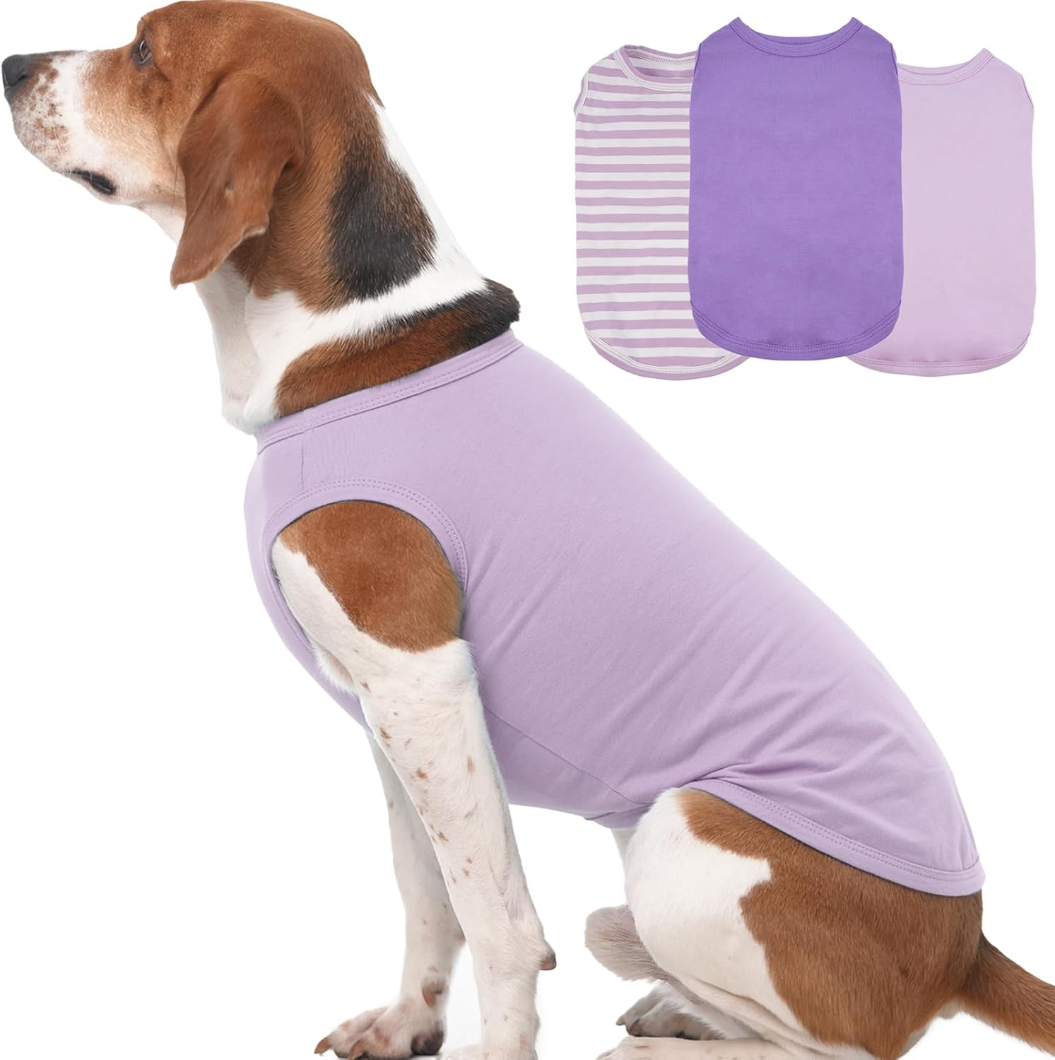Dog Shirt 3-Pack - Summer Cooling Shirts for Small to Medium Dogs | UV Protection, Breathable & Soft Tees for Sun Safety Purple