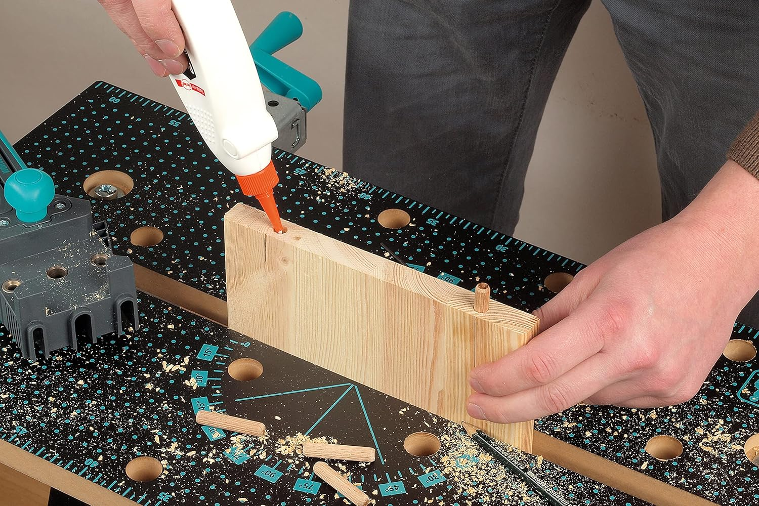 Wolfcraft Dowelmaster &ndash; Dowel Gauge for Wood Joints I 4640000 I Drill Gauge for Perfect Corner, T-Butt and Edge-To-Edge Joints in Boards/Wood image number 1