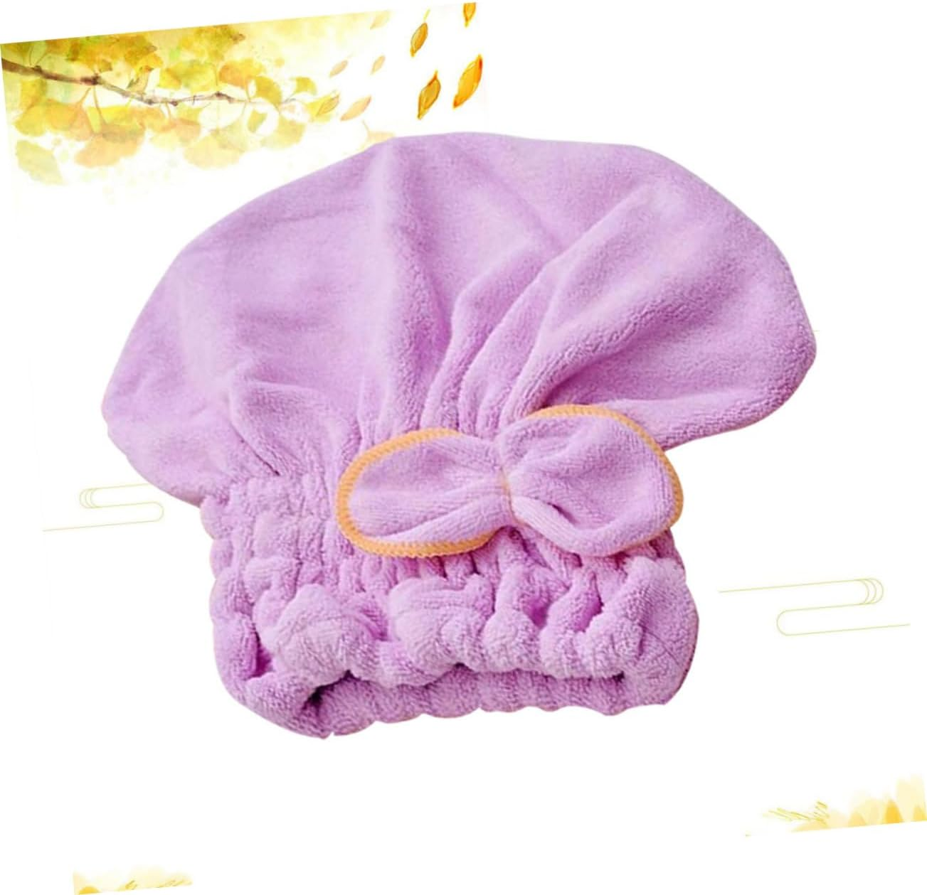 Microfiber Hair Drying Cap Fast Drying Hat Elastic for Women Butterfly Knot Design Purple image number 4