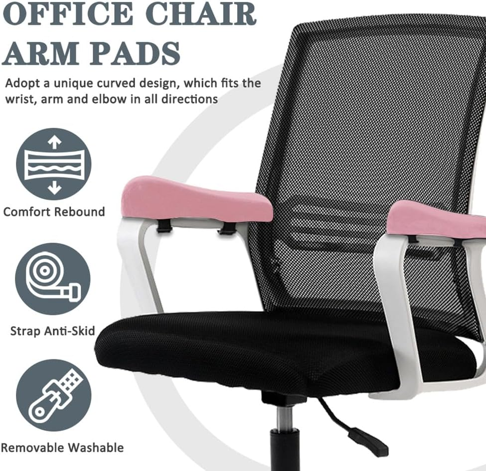 2 Pack Office Chair Armrest Pads Covers,Arm Rest Pad with Memory Foam Elbow Pillow for Forearm Pressure Relief, Arm Rest Covers for Office Chairs, Wheelchair, Comfy Gaming Chair (Pink) image number 2