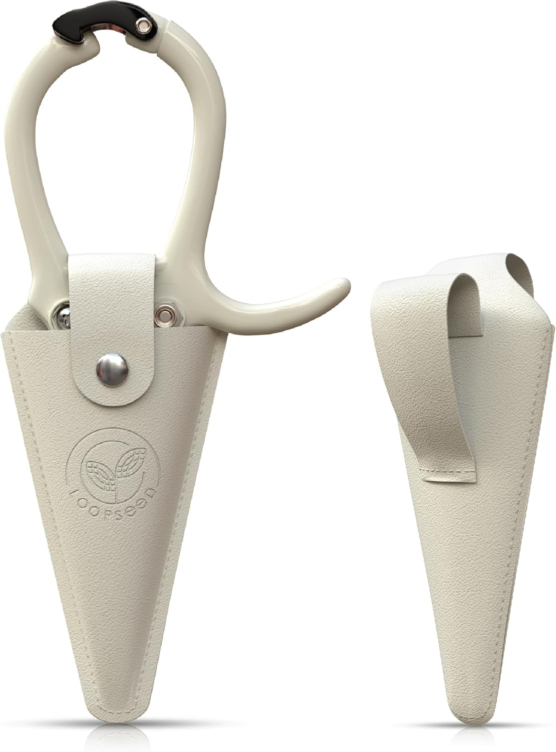 Plant Pruning Shears with Vegan Leather Sheath Garden Trimming Scissors with Belt Holster Bonsai Trimmers Herb Snips Flower Clippers Modern Tools 2 Piece Bundle (Cream Pruner Beige Sheath)