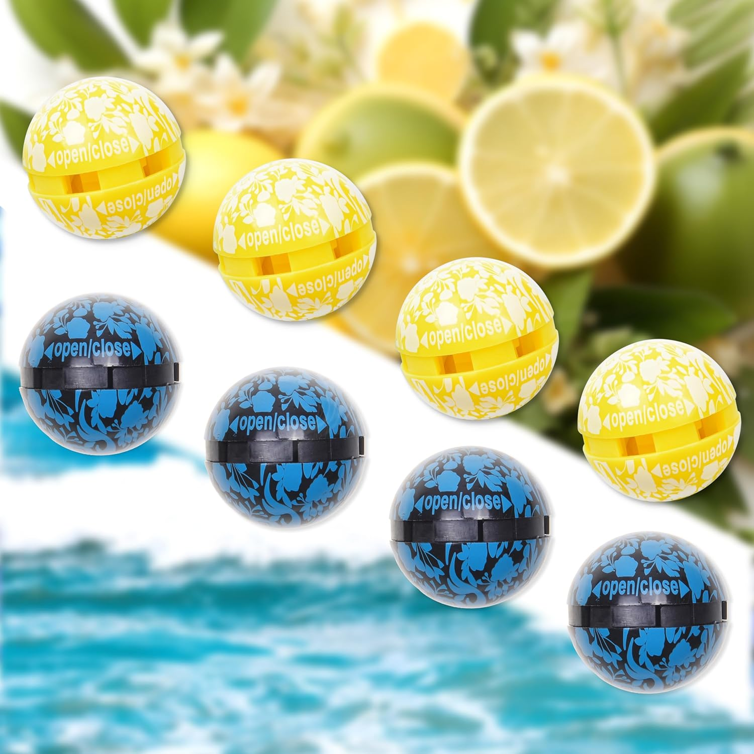 Eco-Fused Sneaker Deodorizer Balls for Shoe, Gym Bag, Locker - 4 Pair (Ocean + Citrus (8 Pack)) image number 1