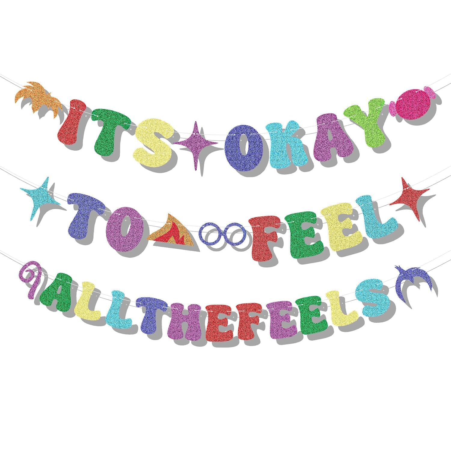 It'S Okay to Feel All the Feels Banner, Pre-String Colourful inside Birthday Party Decorations Banner Cute Feelings Theme Hanging Banner for Fireplace Mantel Wall Decorations image number 6