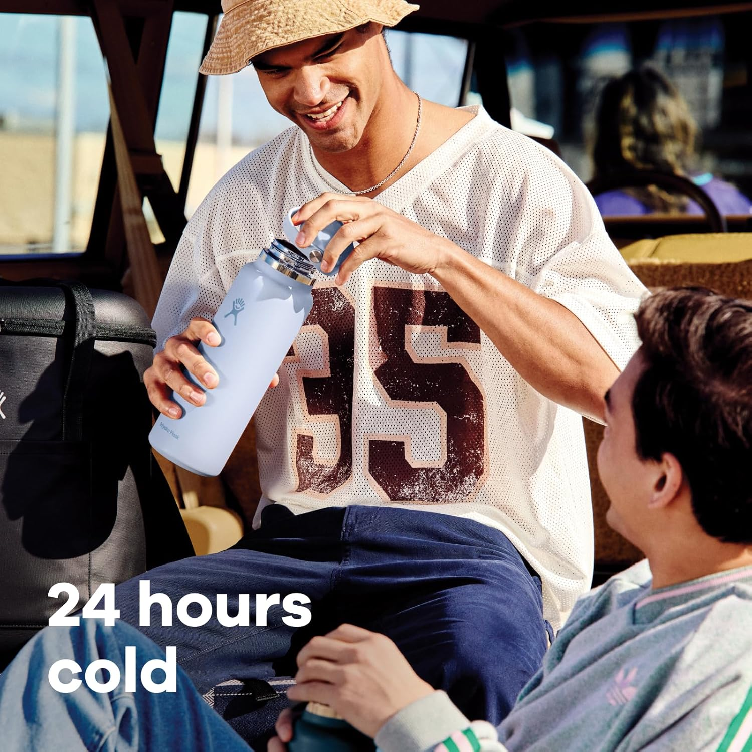 Hydro Flask Water Bottle - Insulated Stainless Steel - Wide Mouth Flex Straw Lid, Non Spill, Leakproof and Refillable in 32 Oz Sandpiper image number 5