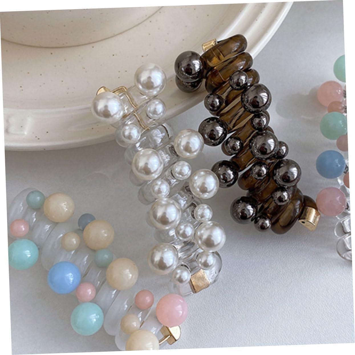 Leanockesa 4Pcs Telephone Wire Hair Bands Spiral Hair Ties Ponytail Braids Fixed Hair Rope for Women Girl Accessory No Crease Elastic Coils Multi Color Hair Scrunchies Supplies